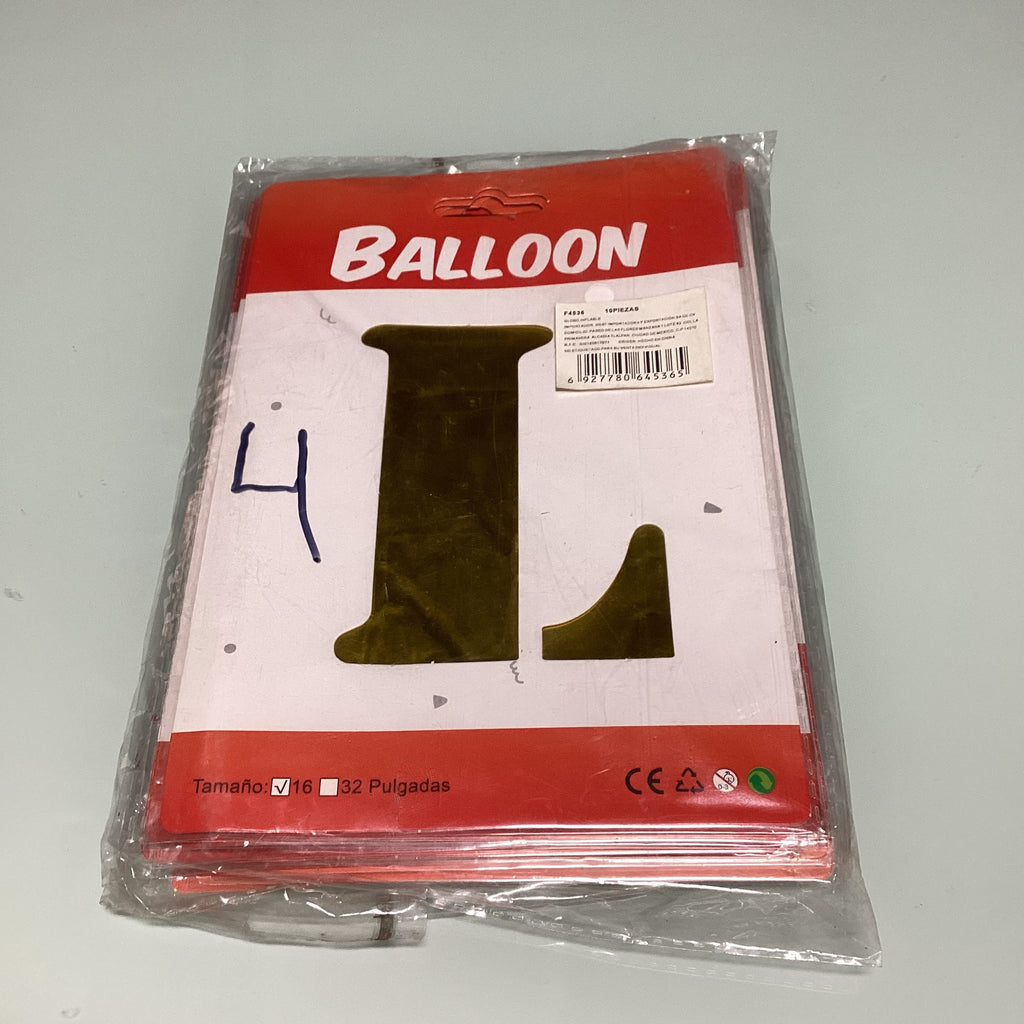GLOBO DE LETRAS 40 CM DORADO EN ESTUCHE INDIVIDUAL POR MAYOREO