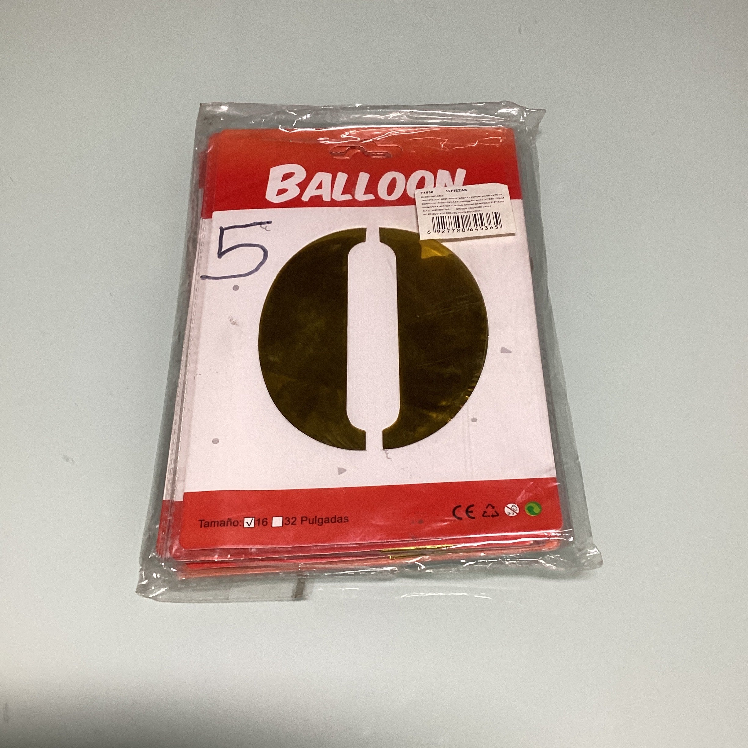 GLOBO DE LETRAS 40 CM DORADO EN ESTUCHE INDIVIDUAL POR MAYOREO