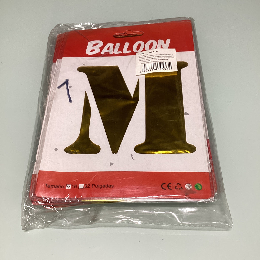 GLOBO DE LETRAS 40 CM DORADO EN ESTUCHE INDIVIDUAL POR MAYOREO