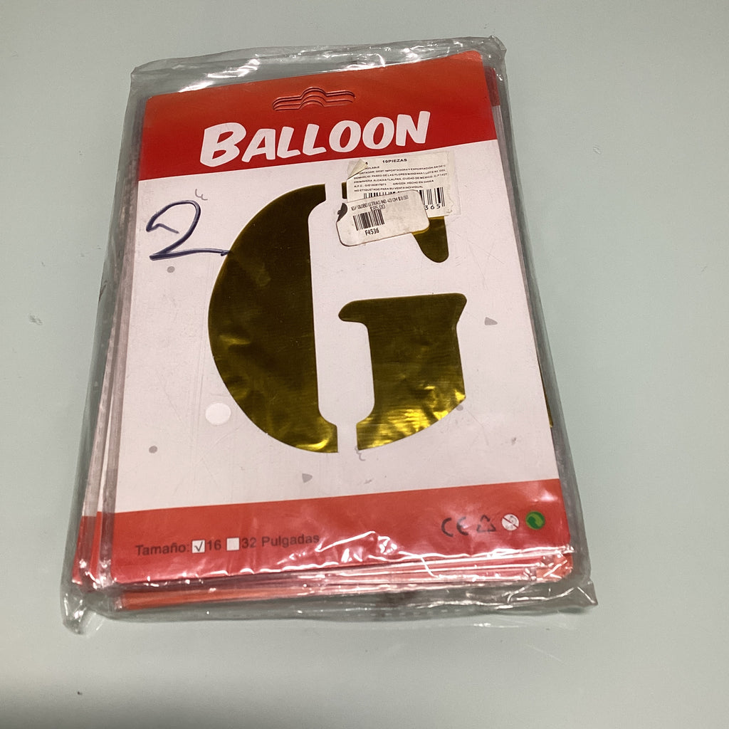 GLOBO DE LETRAS 40 CM DORADO EN ESTUCHE INDIVIDUAL POR MAYOREO