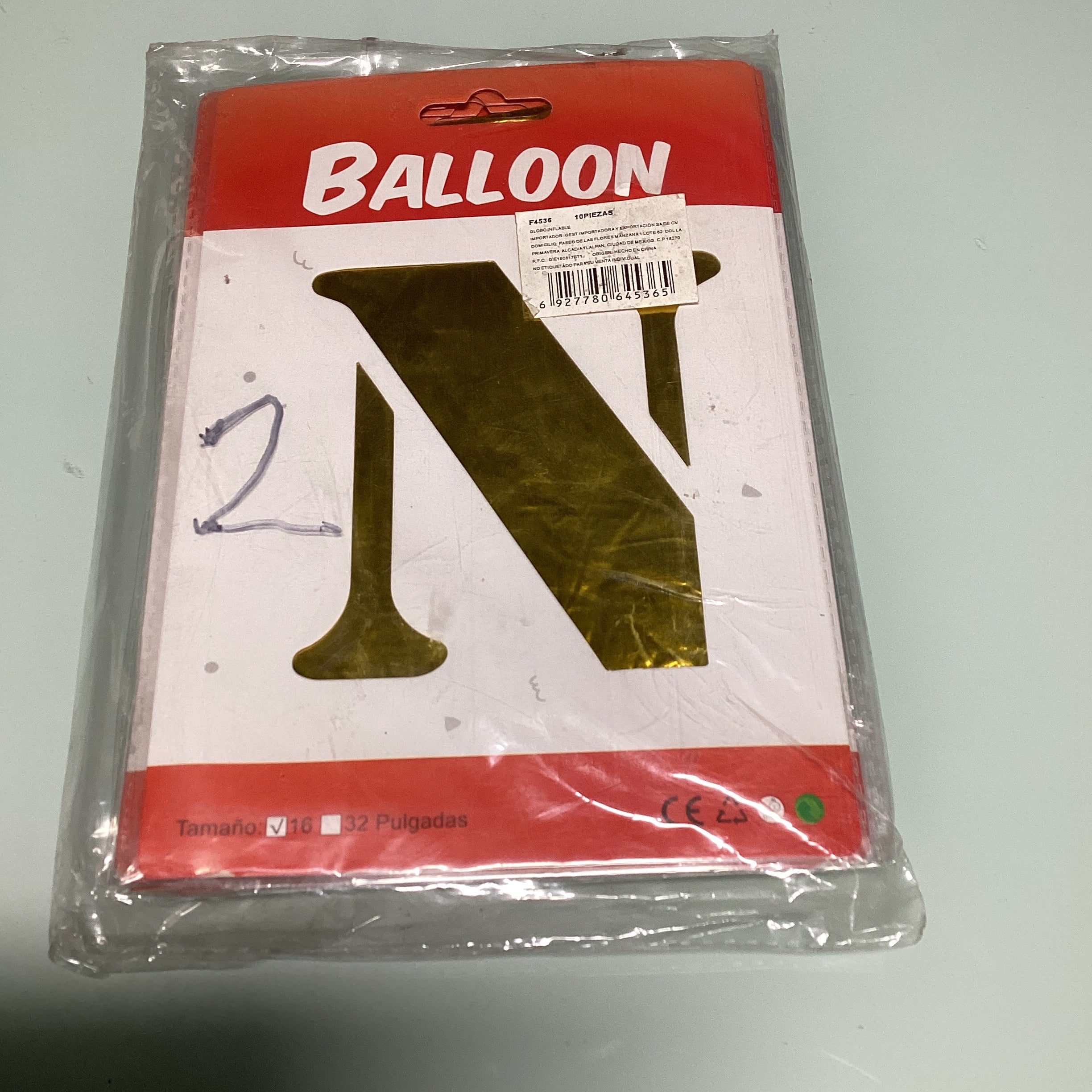 GLOBO DE LETRAS 40 CM DORADO EN ESTUCHE INDIVIDUAL POR MAYOREO