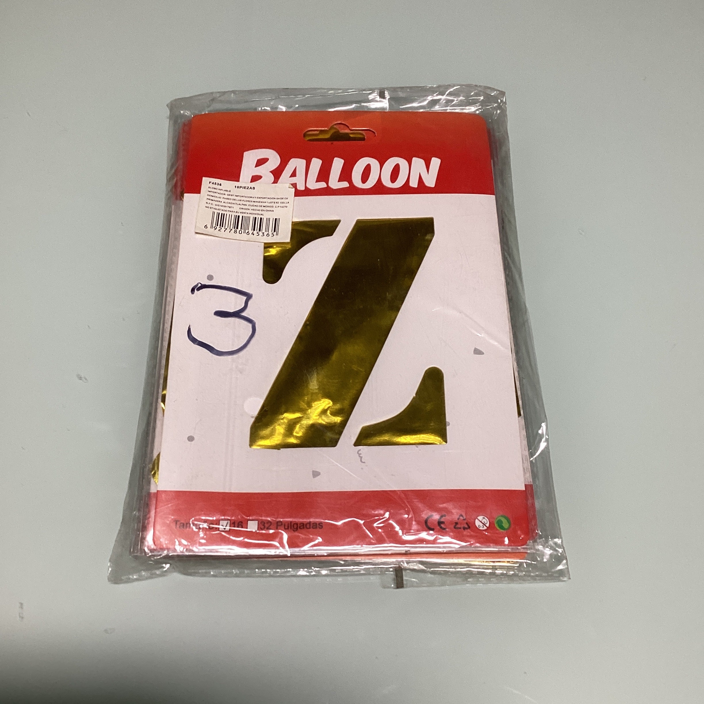 GLOBO DE LETRAS 40 CM DORADO EN ESTUCHE INDIVIDUAL POR MAYOREO