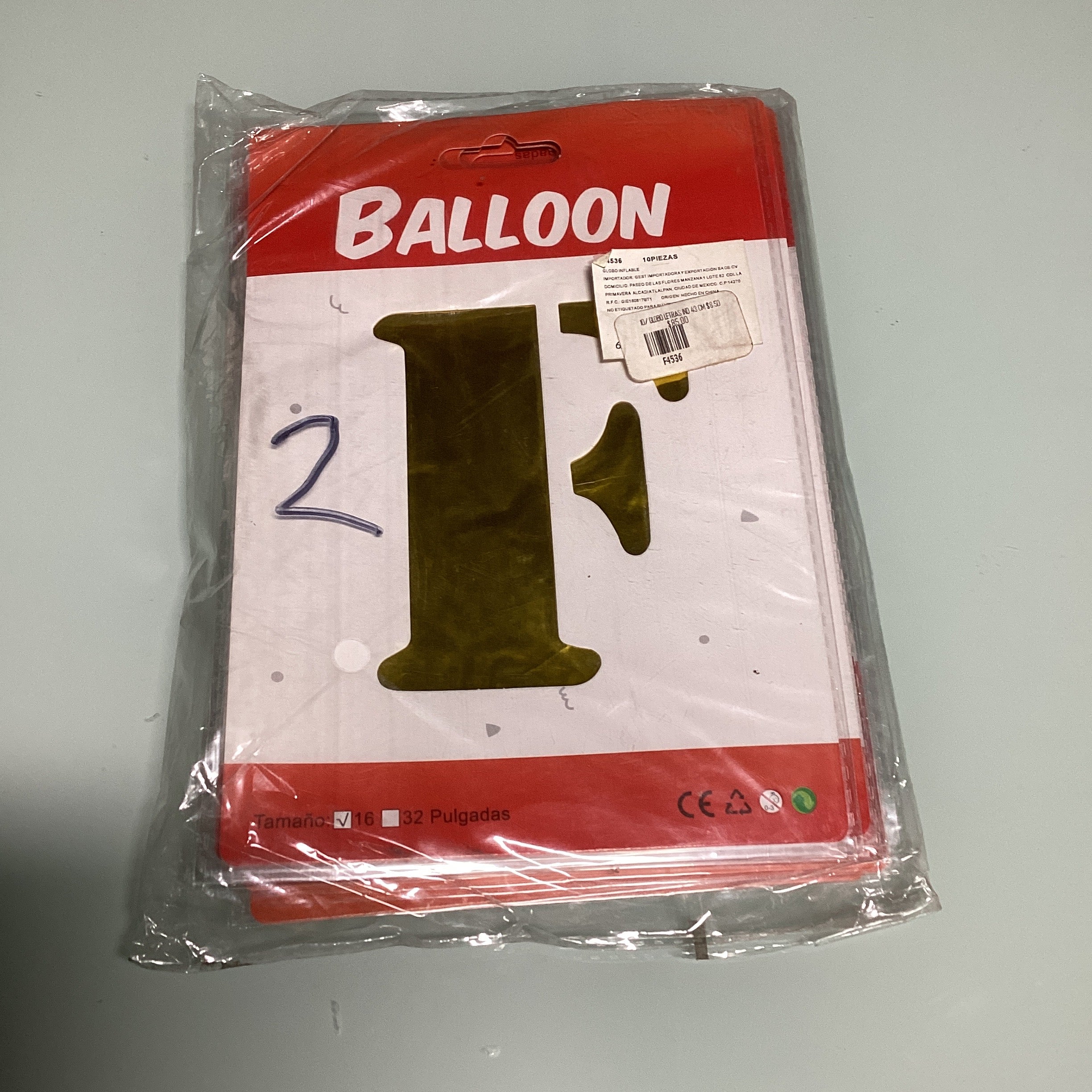 GLOBO DE LETRAS 40 CM DORADO EN ESTUCHE INDIVIDUAL POR MAYOREO