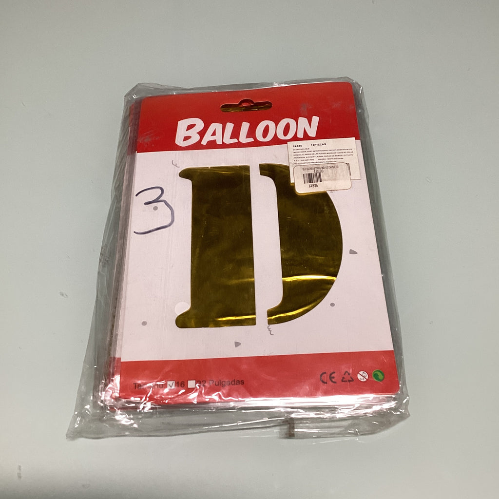 GLOBO DE LETRAS 40 CM DORADO EN ESTUCHE INDIVIDUAL POR MAYOREO