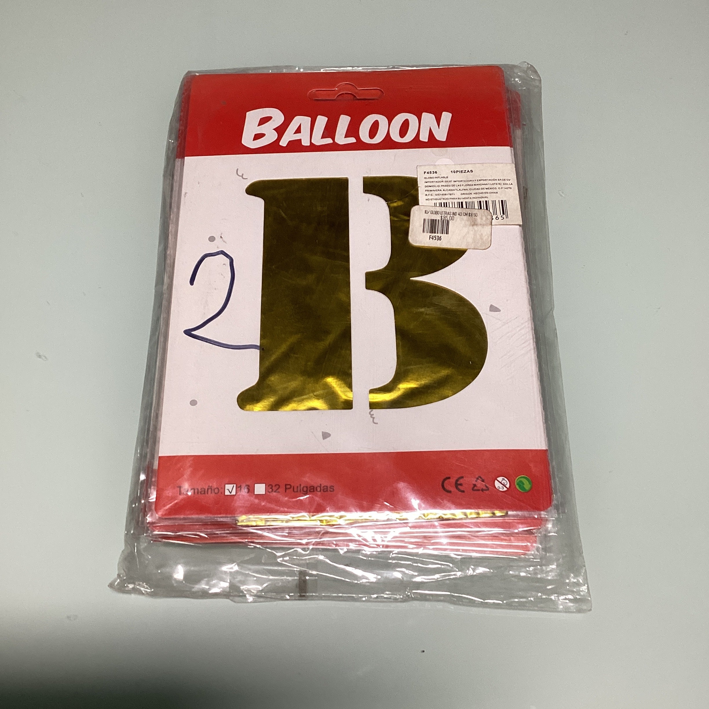 GLOBO DE LETRAS 40 CM DORADO EN ESTUCHE INDIVIDUAL POR MAYOREO