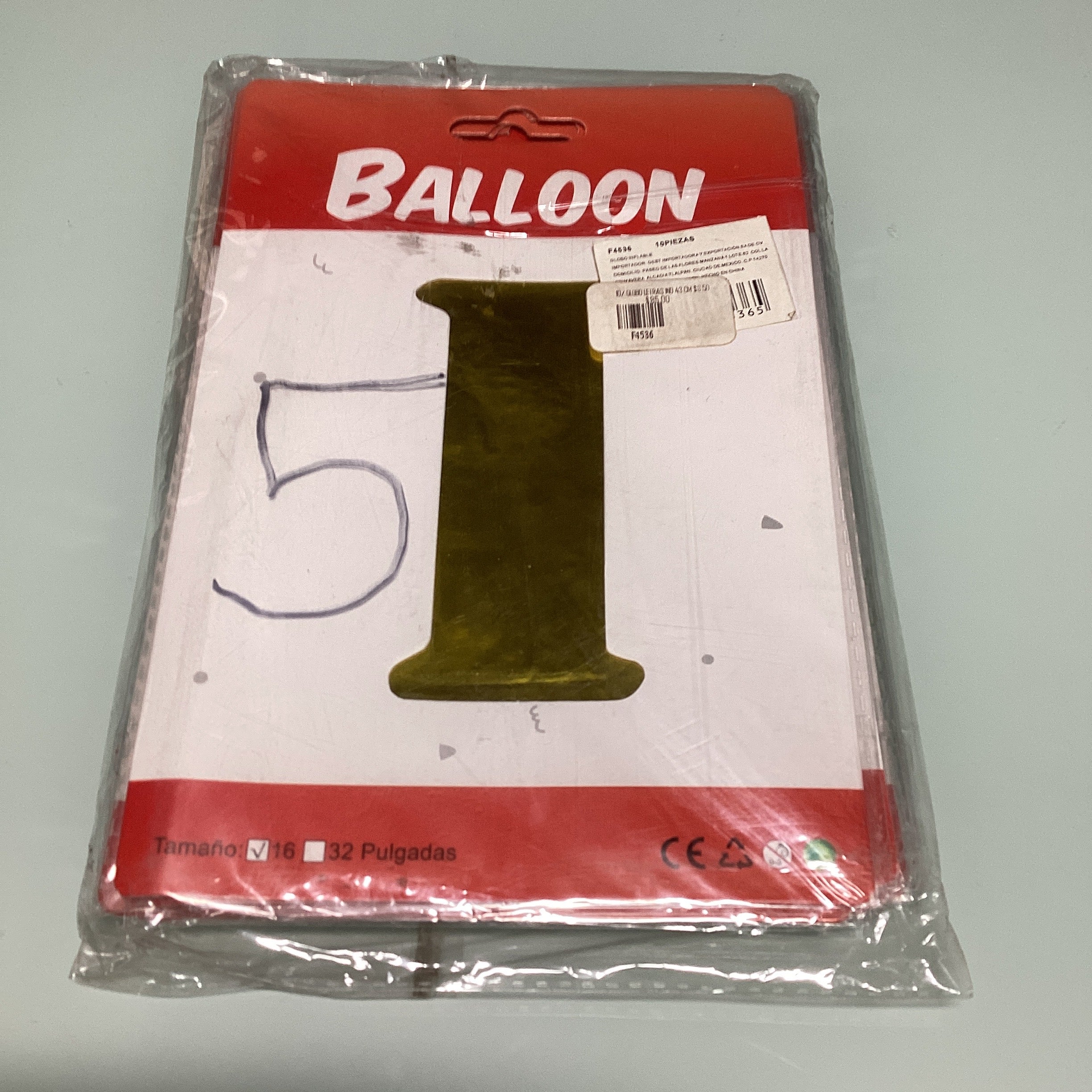 GLOBO DE LETRAS 40 CM DORADO EN ESTUCHE INDIVIDUAL POR MAYOREO