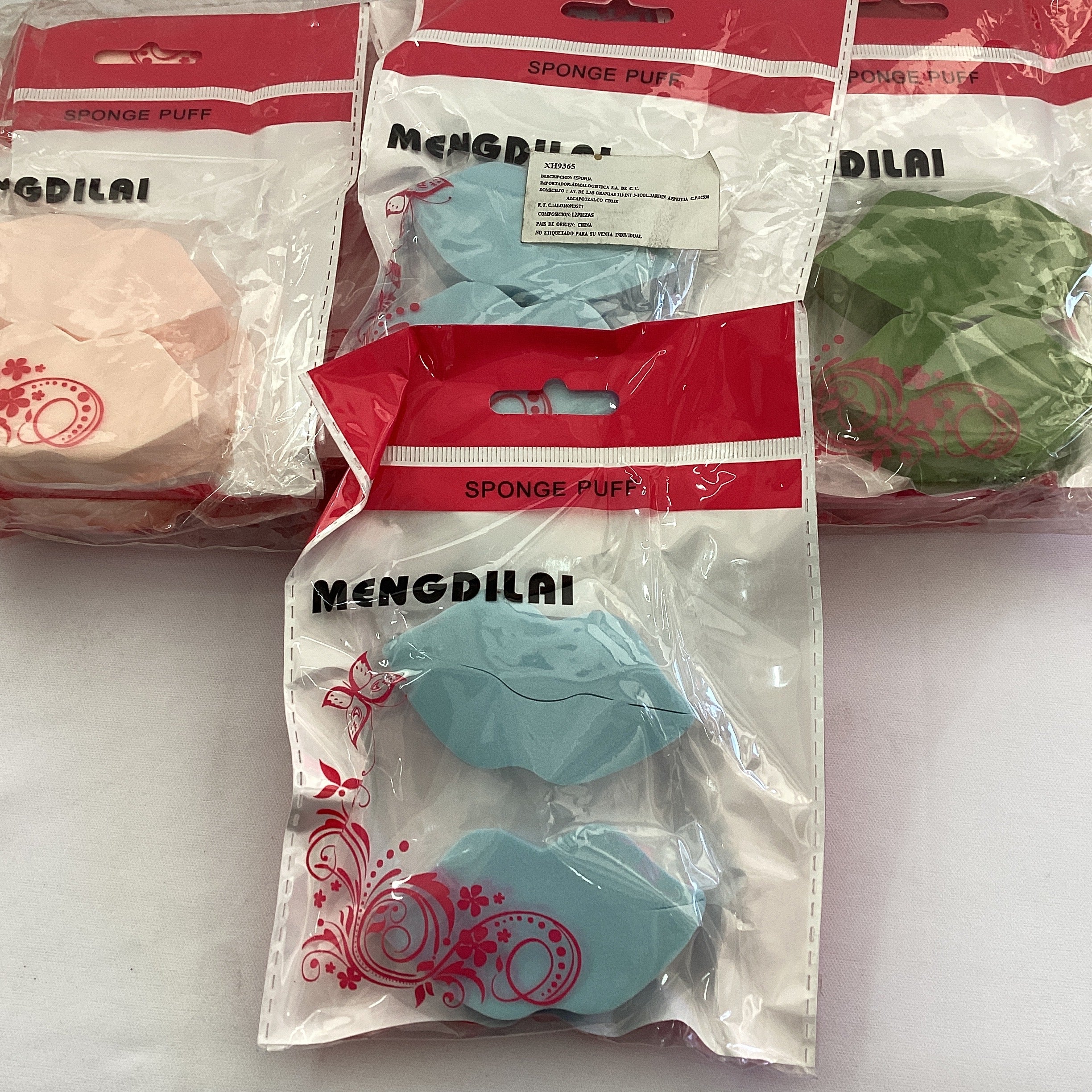 ESPONJAS MAQUILLAJE MENGDILAI EMBOLSADAS DE A 2 PZAS POR MAYOREO