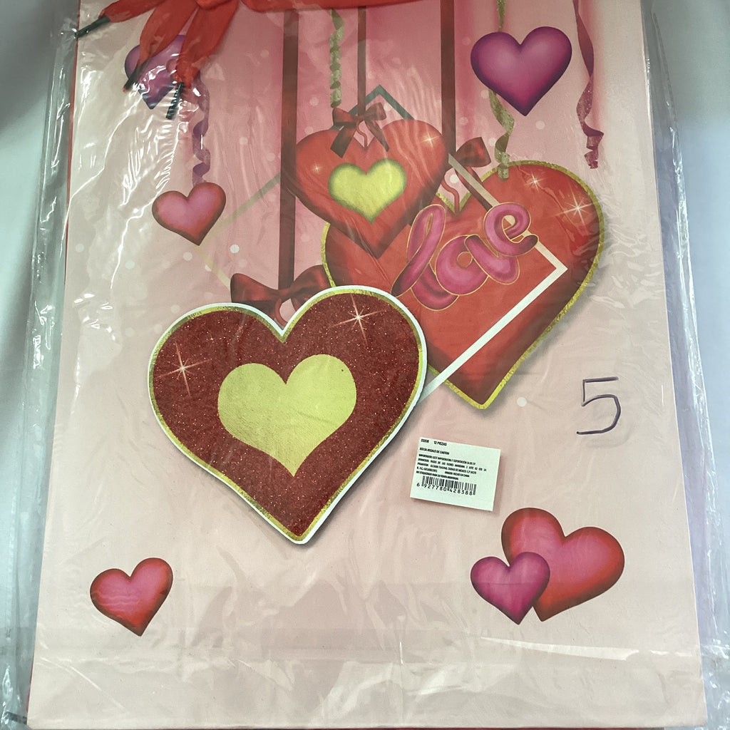 BOLSA DE REGALO 3D AMOR GLOBOS JUMBO 40X31 CM SURTIDO EN DISEÑOS POR MAYOREO