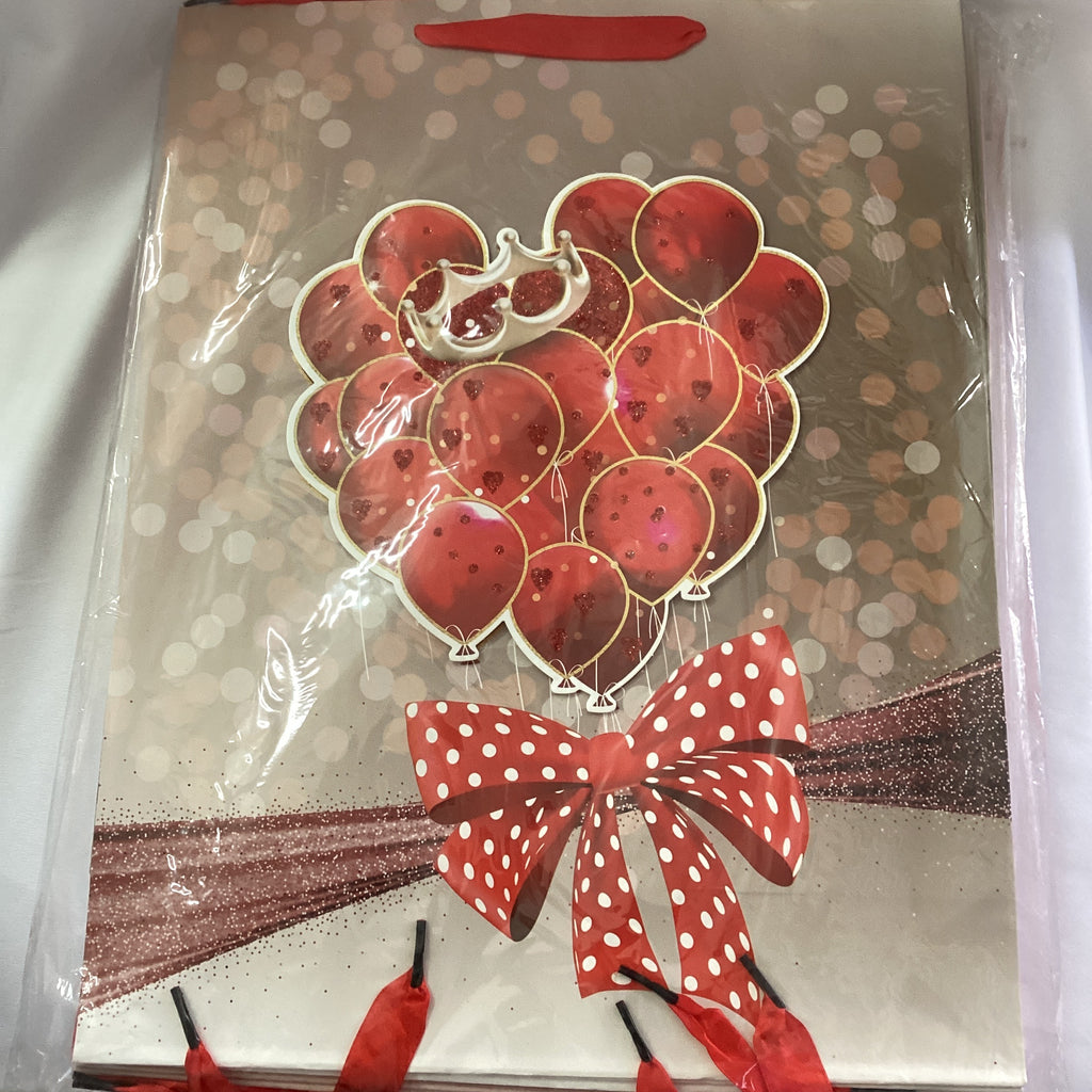 BOLSA DE REGALO 3D AMOR GLOBOS JUMBO 40X31 CM SURTIDO EN DISEÑOS POR MAYOREO