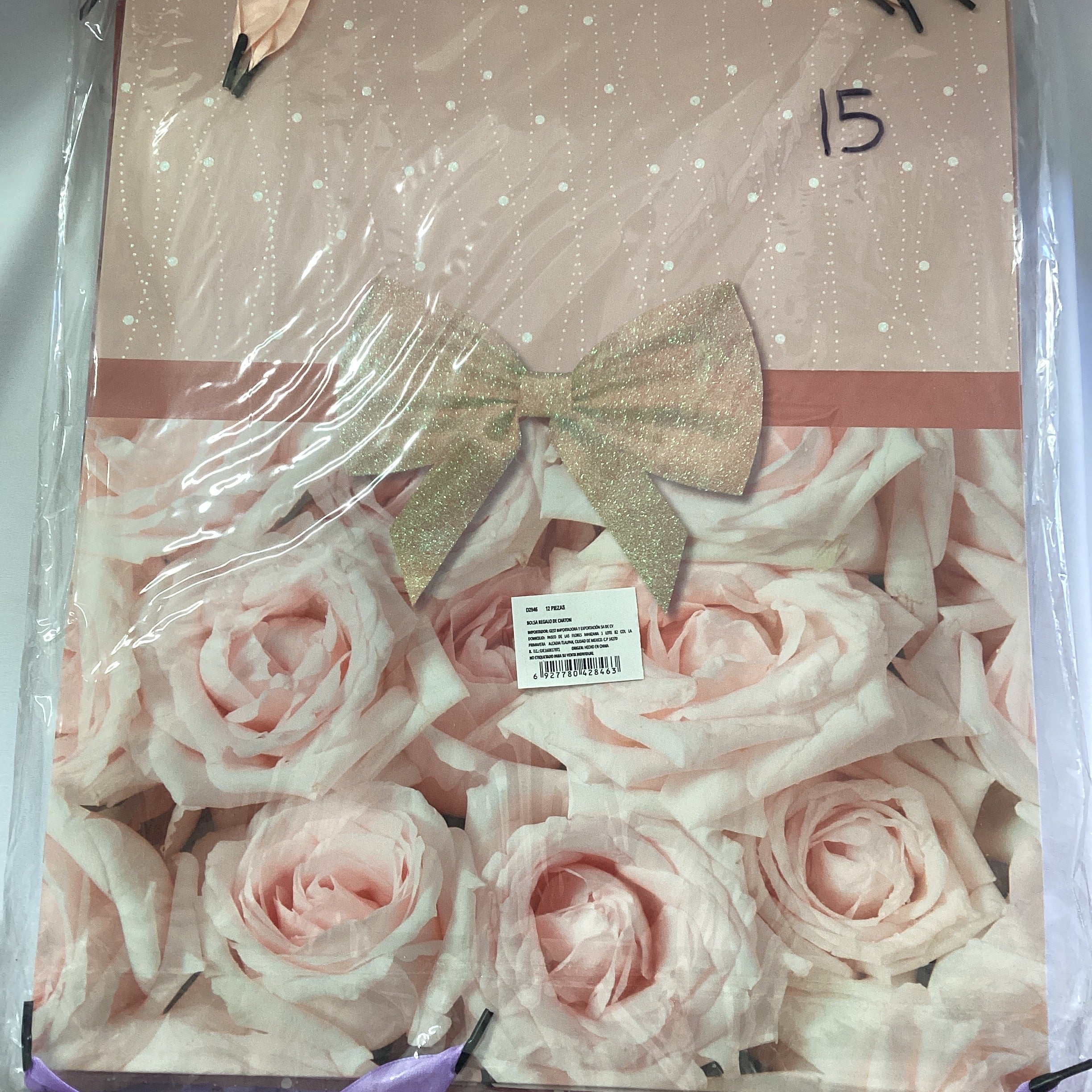 BOLSA DE REGALO JUMBO AMOR ROSAS SURTIDA EN 4 DISEÑOS Y COLORES POR MAYOREO