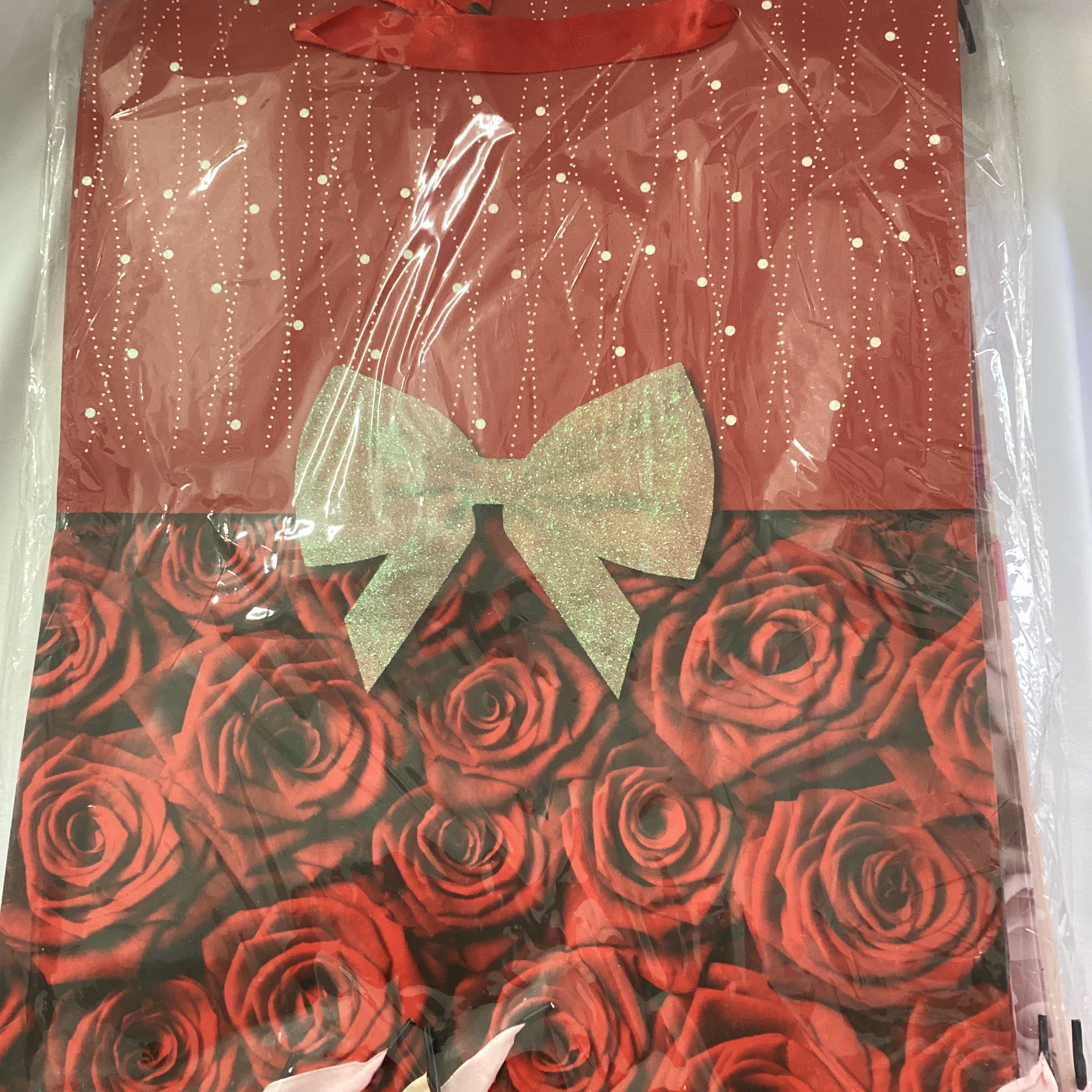 BOLSA DE REGALO JUMBO AMOR ROSAS SURTIDA EN 4 DISEÑOS Y COLORES POR MAYOREO