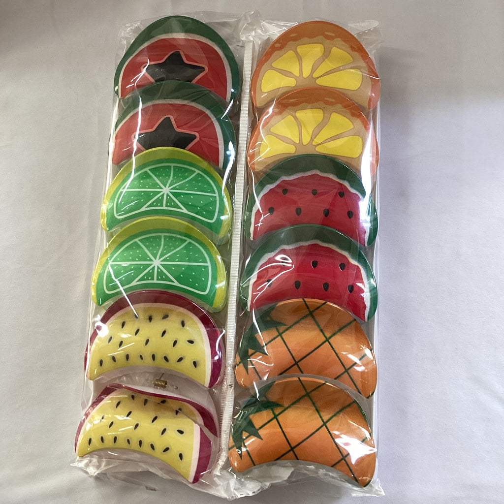 PINZA 9 CM EN FORMA DE FRUTAS POR MAYOREO