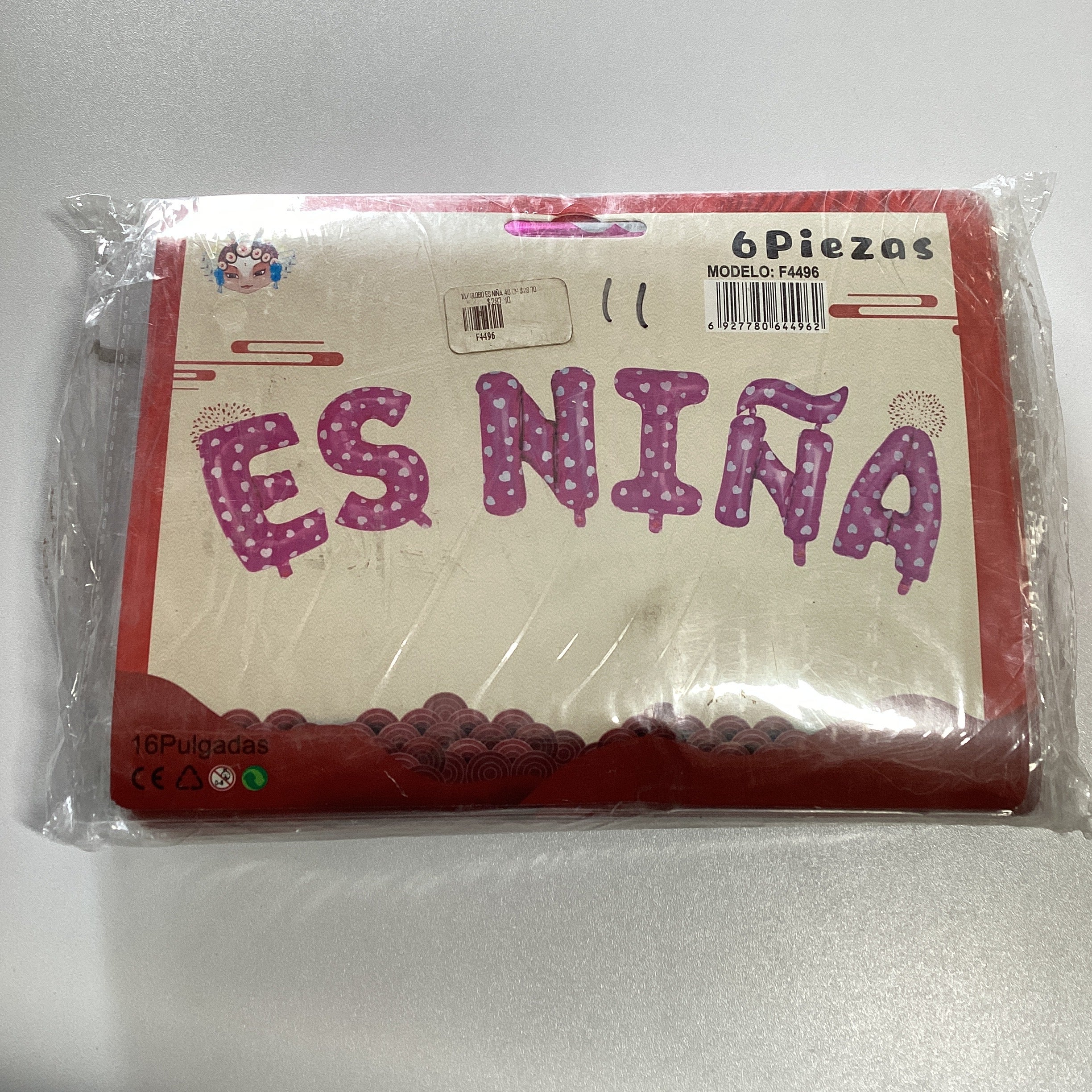 SET DE GLOBO PARA REVELACIÓN DE SEXO NIÑA CON 6 GLOBOS DE 16 PULGADAS POR MAYOREO