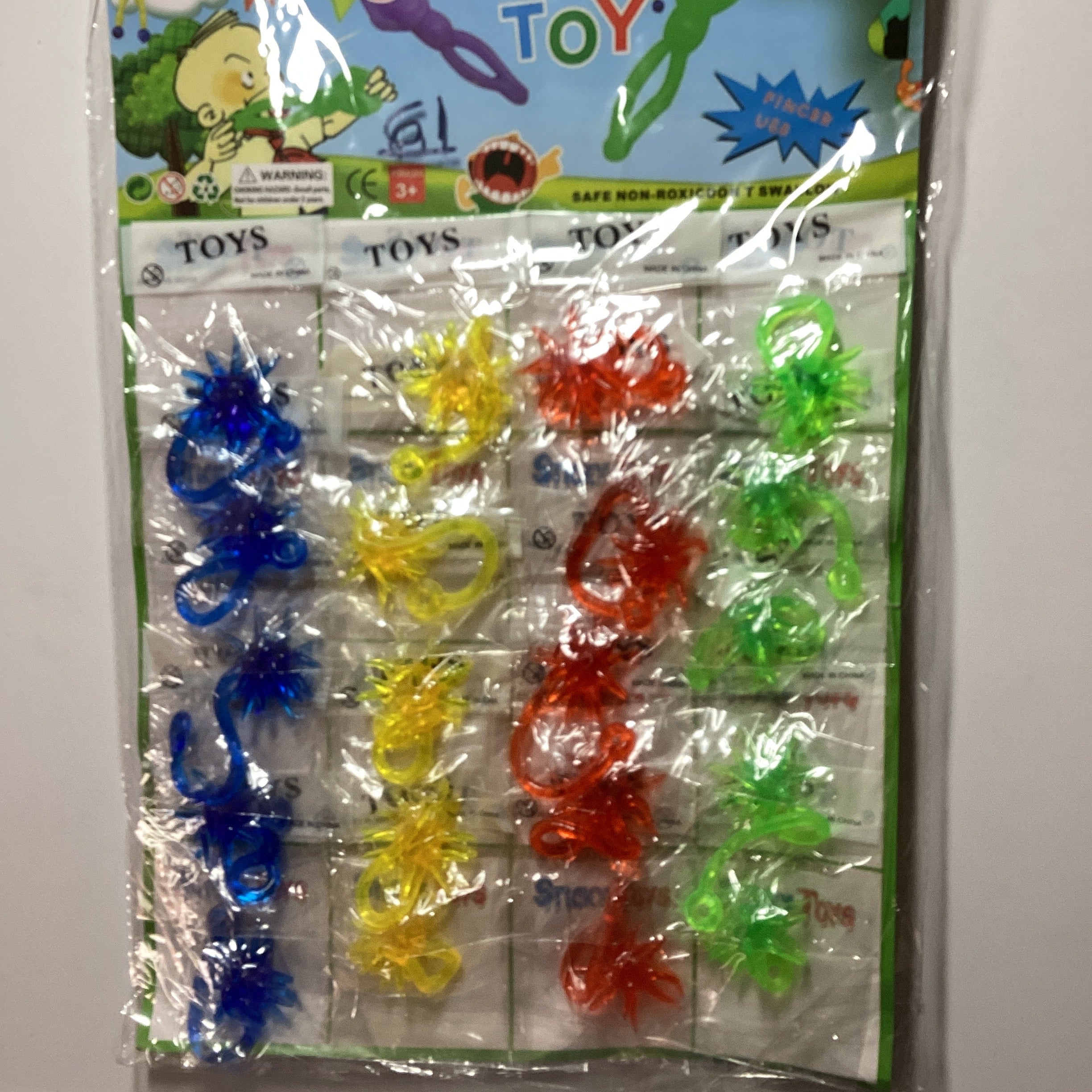 JUGUETE EN BLISTER PEGAJOSO SURTIDO EN COLORES POR MAYOREO