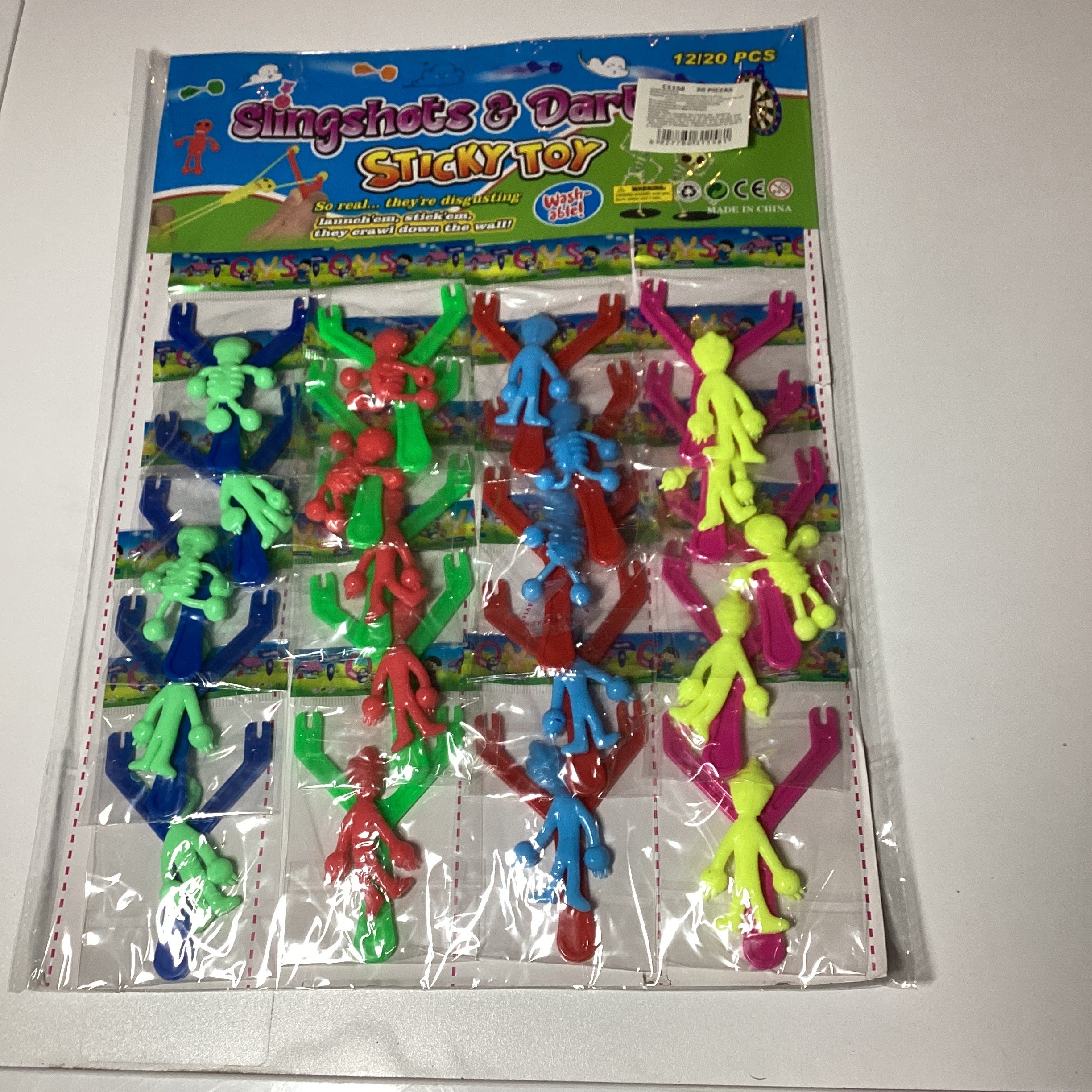 JUGUETE EN BLISTER PEGAJOSO SURTIDO EN COLORES POR MAYOREO
