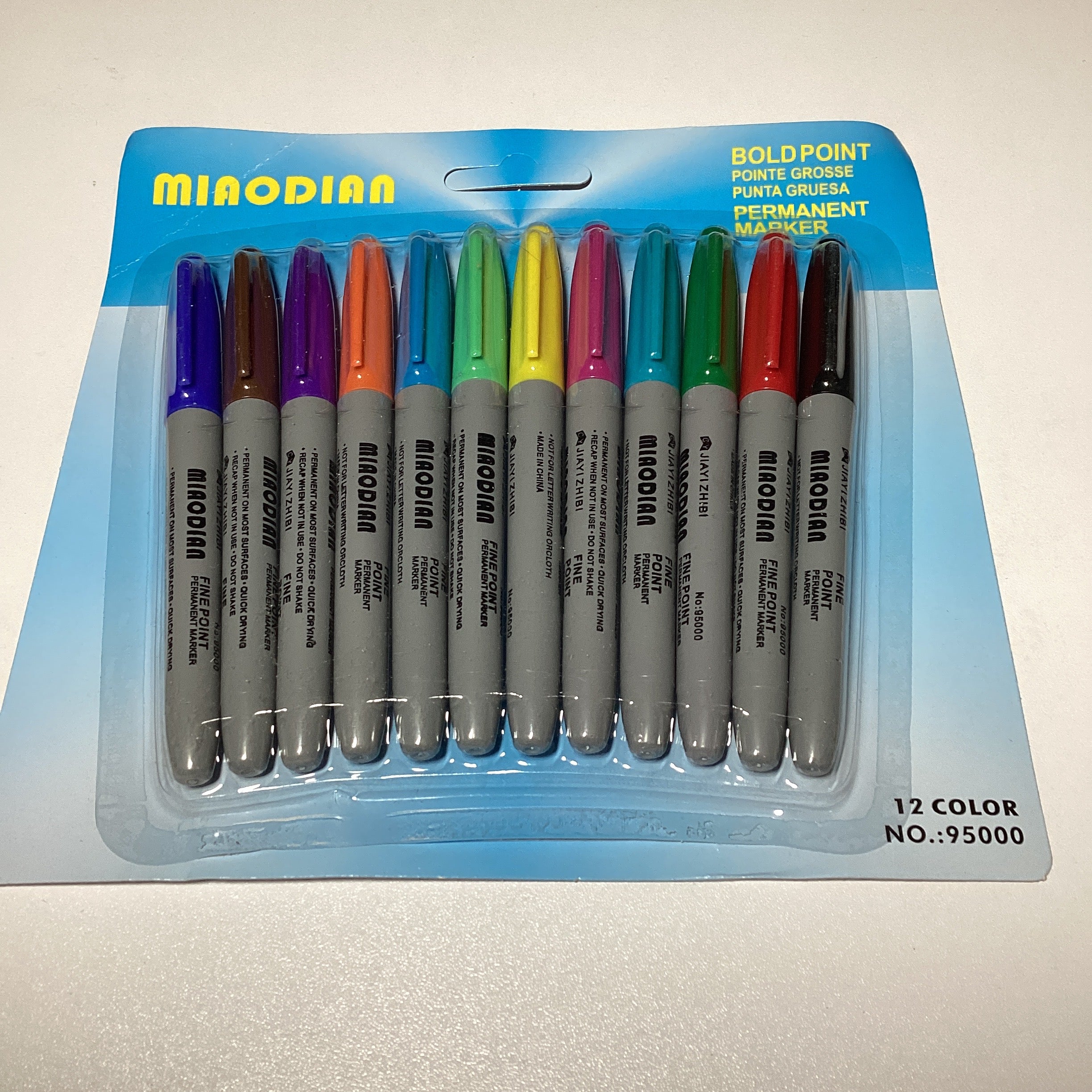 MARCADOR PERMANENTE COLORES SURTIDOS EN BLISTER CON12 POR MAYOREO