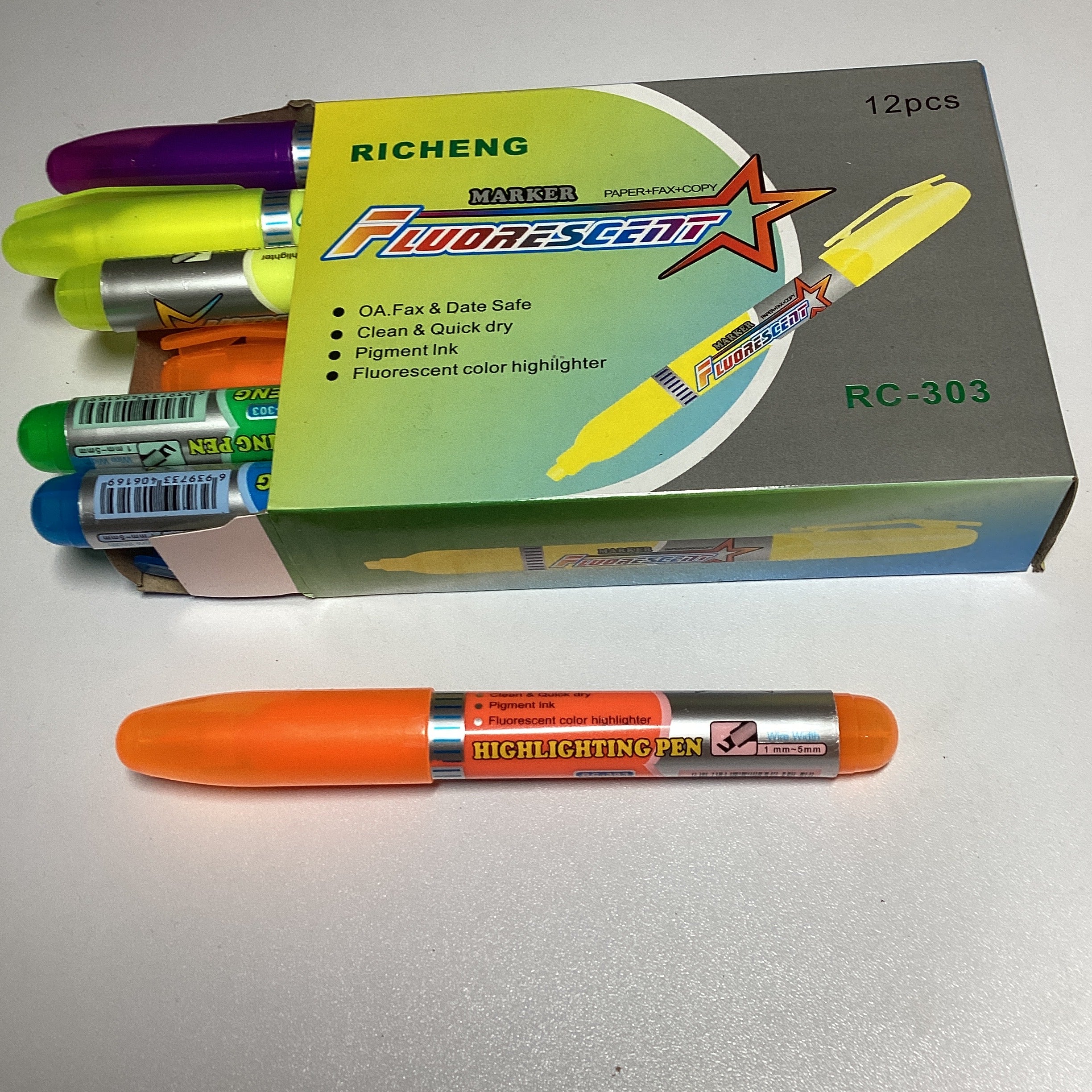 MARCATEXTOS FLUORESCENTE RICHENG SURTIDO EN COLORES POR MAYOREO