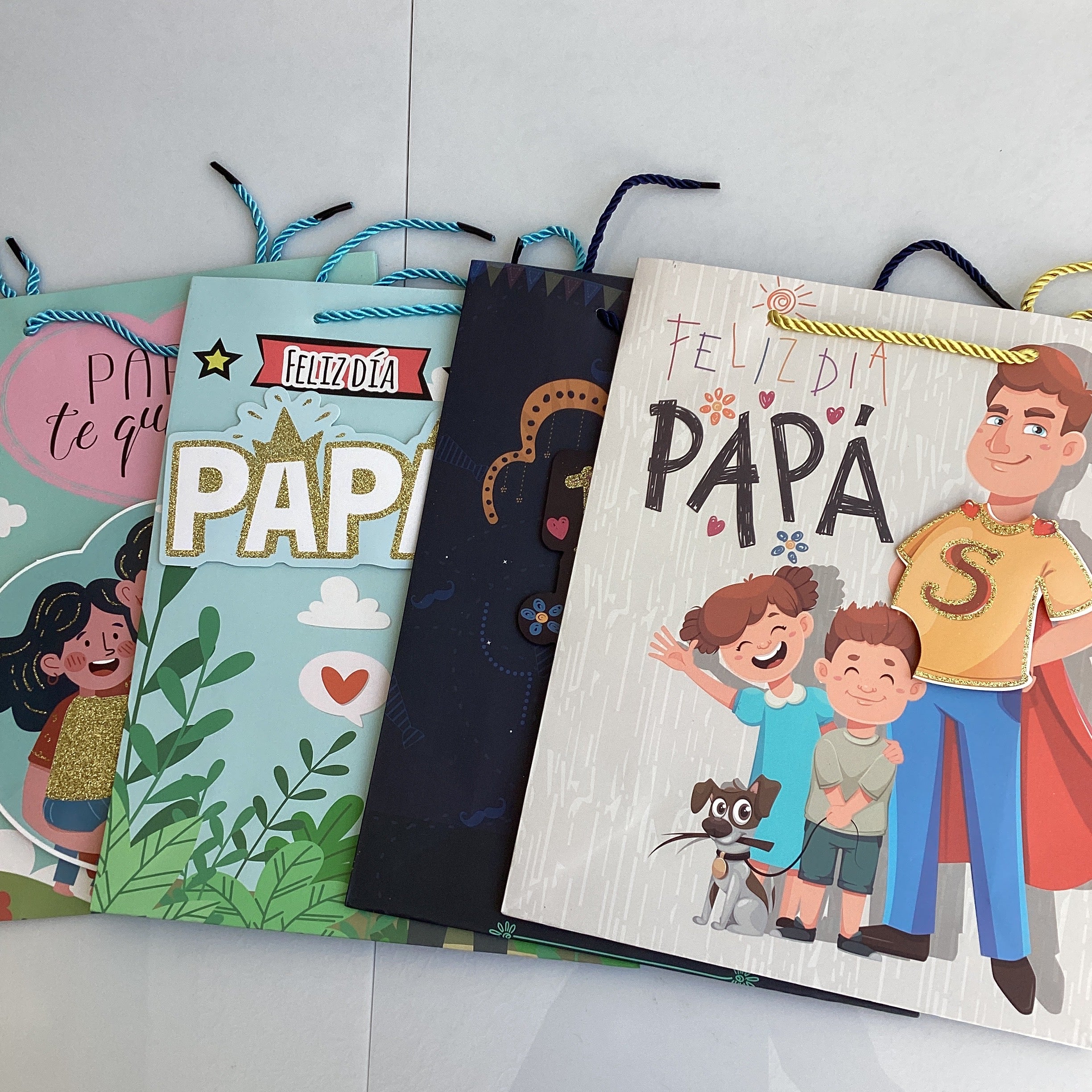 BOLSA DE REGALO 3D GRANDE 32X26 CM MOTIVOS DÍA DEL PADRE SURTIDA EN DISEÑOS Y COLORES POR MAYOREO