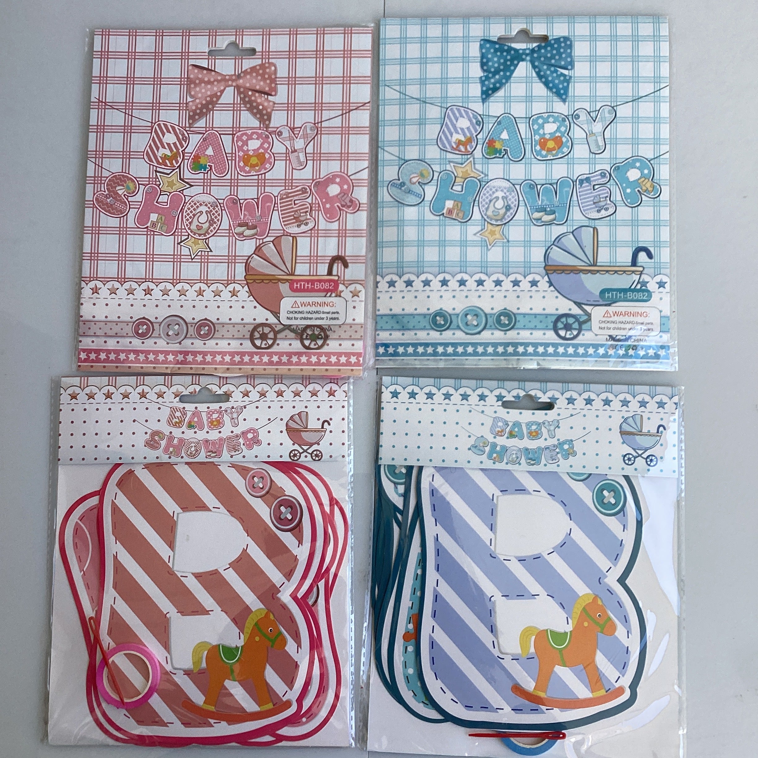 BANDERÍN BABY SHOWER LETRAS DE 18 CM C/U SURTIDA EN AZUL Y ROSA POR MAYOREO