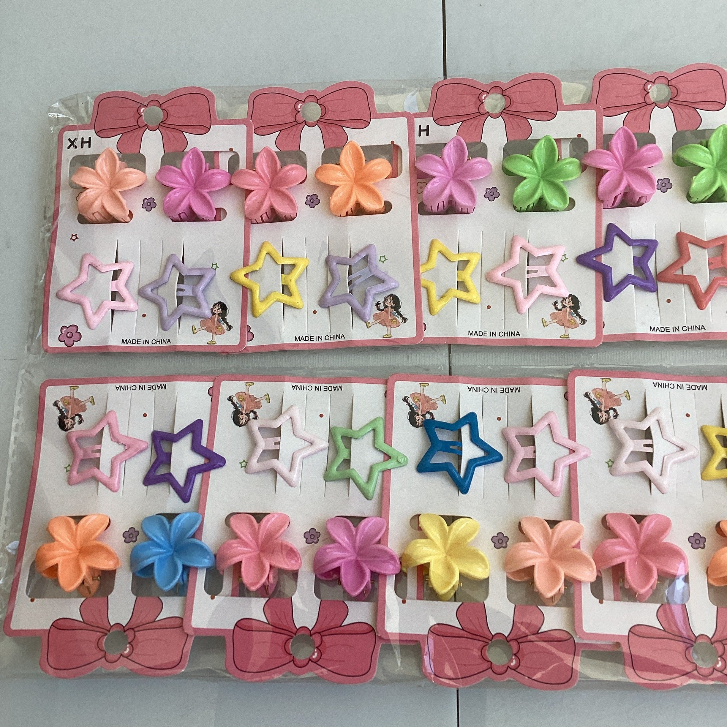 SET DE PINZAS MINI 3 CM CON BROCHE PARA PELO 3 CM SURTIDO EN COLORES POR MAYOREO