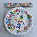 SET DE 3 PLATOS PARA FIESTA DE 23 CM DE CARTÓN DECORADO MOTIVOS CUMPLEAÑOS POR MAYOREO