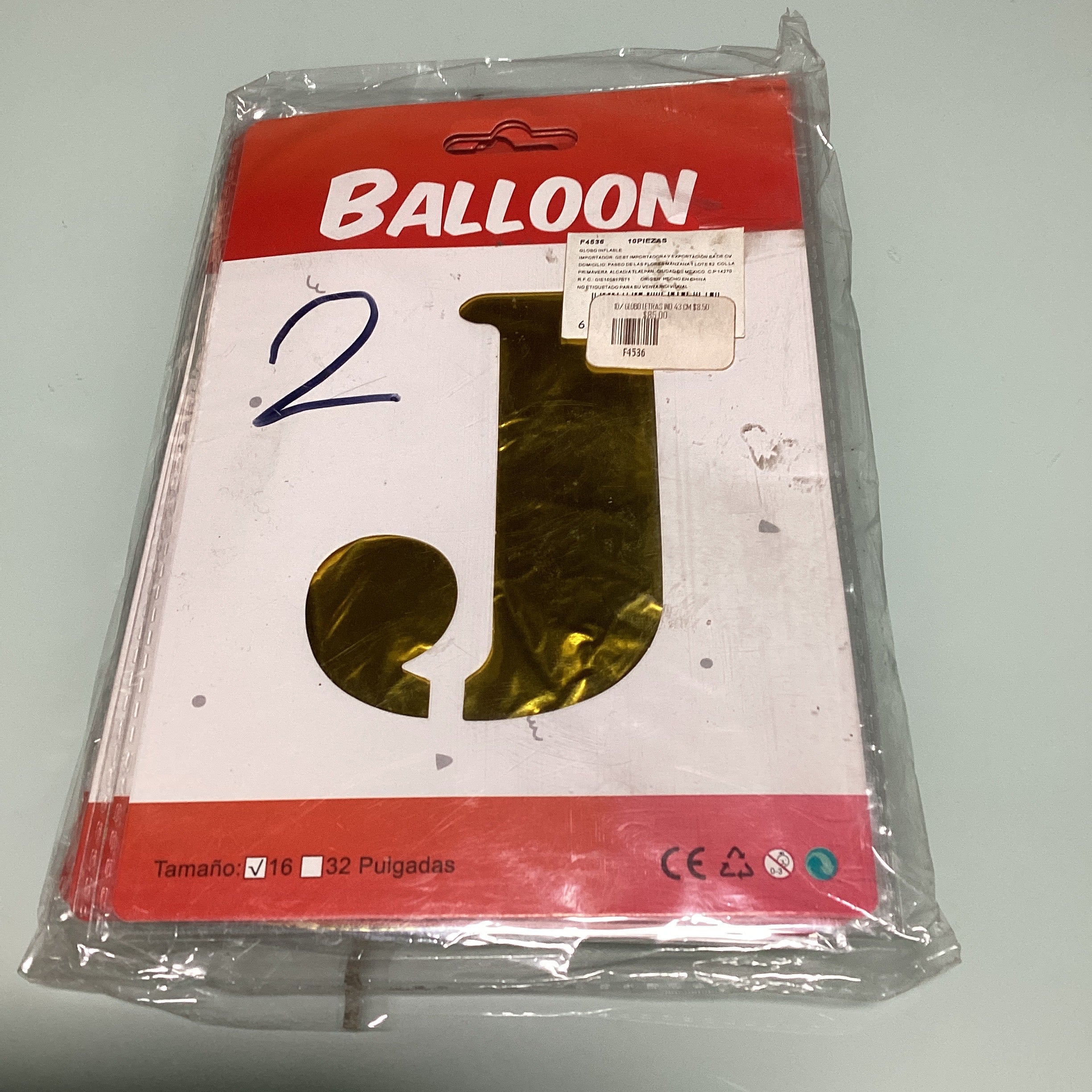 GLOBO DE LETRAS 40 CM DORADO EN ESTUCHE INDIVIDUAL POR MAYOREO