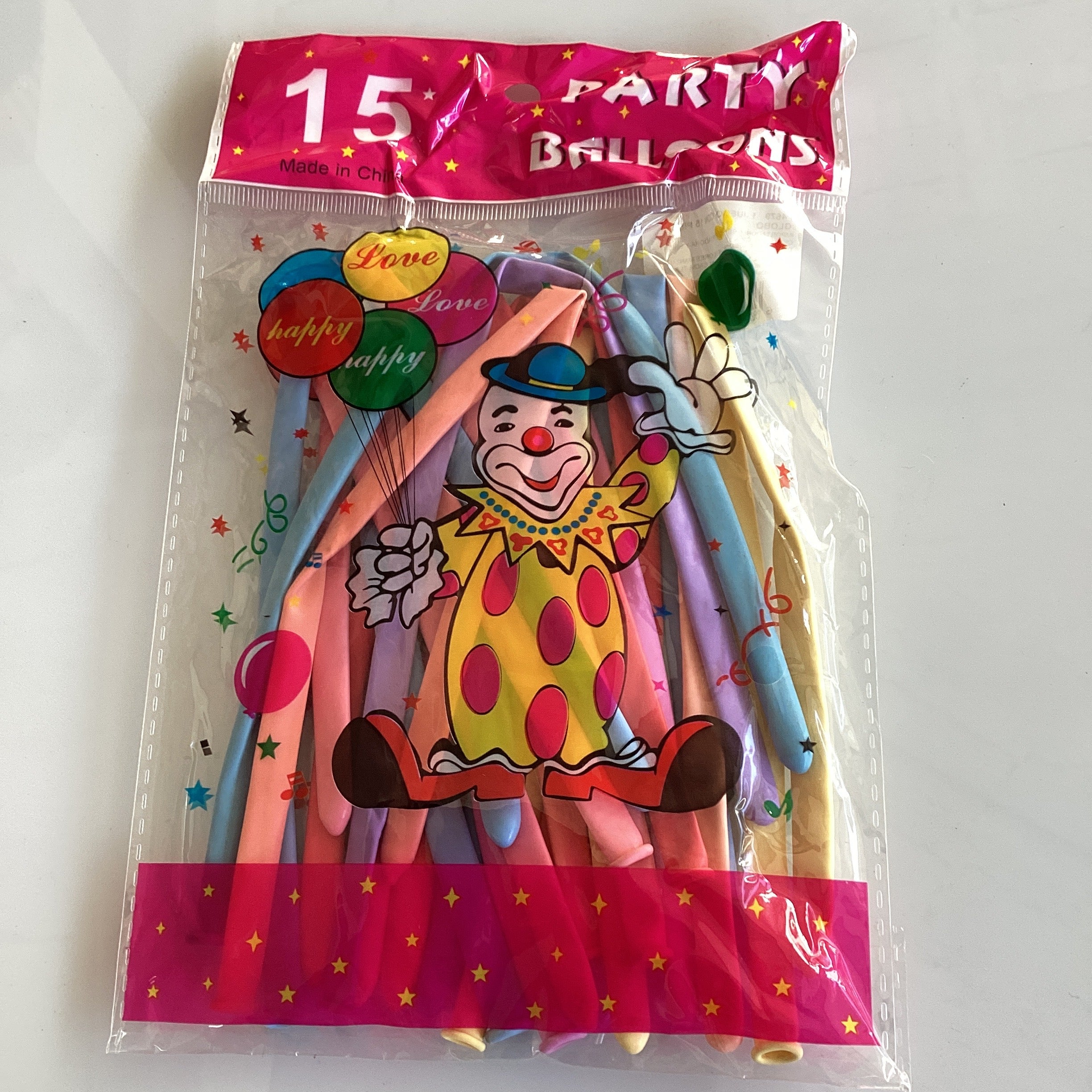 GLOBOS LARGOS CON 15 PZAS EN BOLSITA DE UN SOLO COLOR PERO EL PAQUETE DE 10 VIENE SURTIGO POR MAYOREO