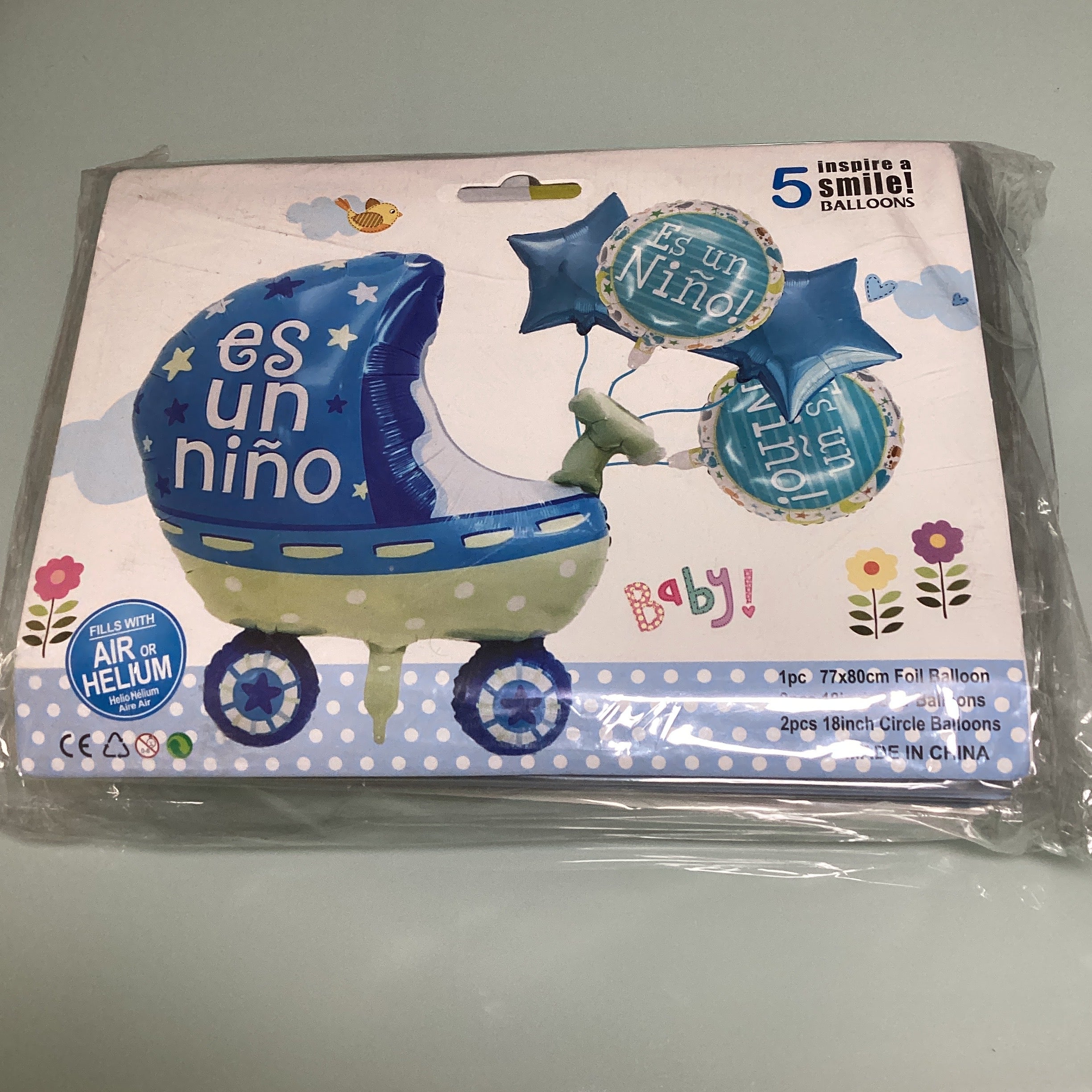 SET DE GLOBOS REVELACIÓN DE SEXO 5 GLOBOS DE 77X80 CM Y 18 Y 17 PULGADAS PARA NIÑO Y NIÑA POR MAYOREO