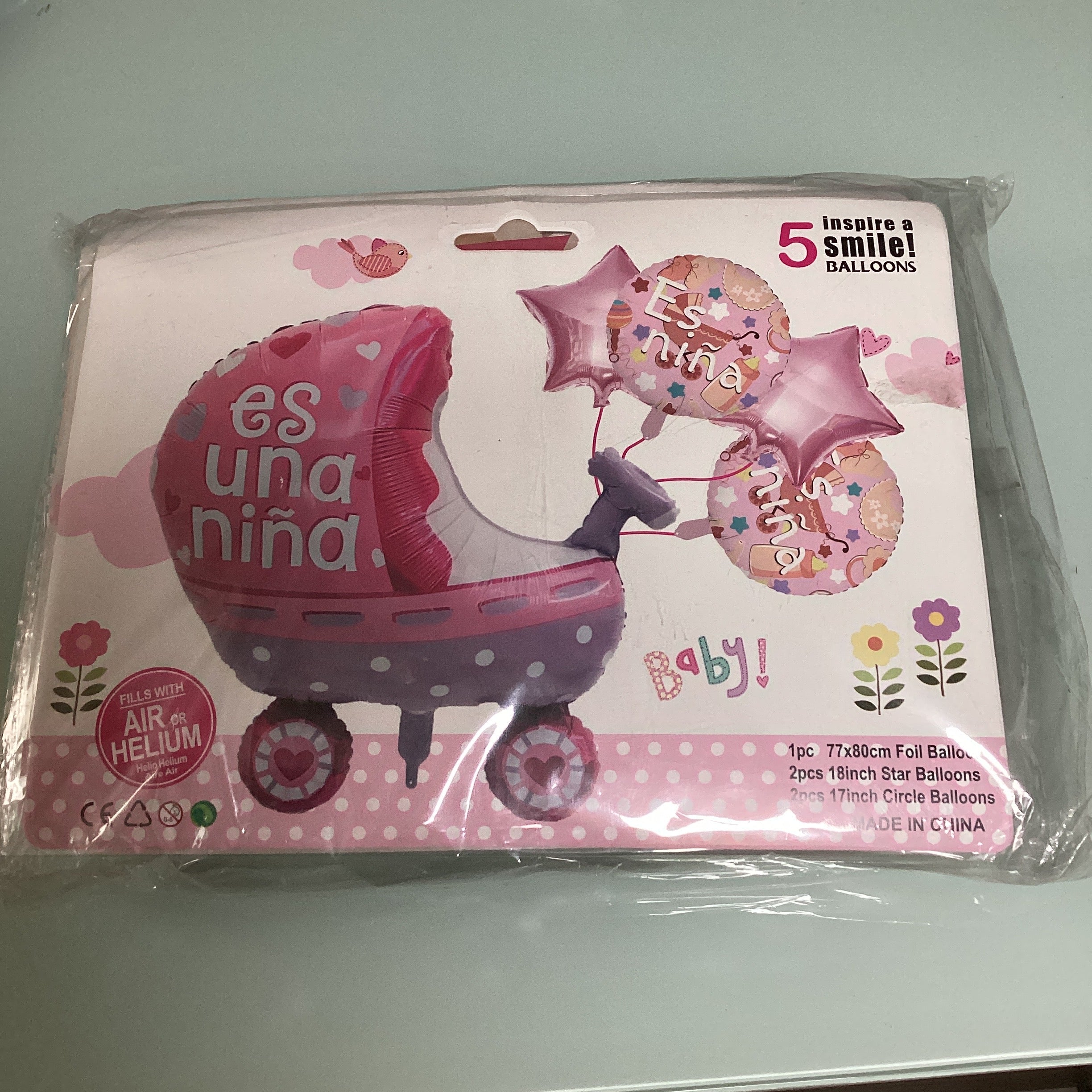 SET DE GLOBOS REVELACIÓN DE SEXO 5 GLOBOS DE 77X80 CM Y 18 Y 17 PULGADAS PARA NIÑO Y NIÑA POR MAYOREO