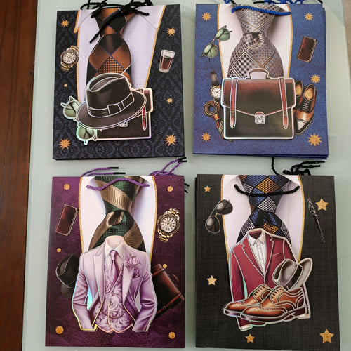 BOLSA DE REGALO GRANDE 32X26 CM DISEÑOS DIA DEL PADRE SURTIDO EN DISEÑOS POR MAYOREO