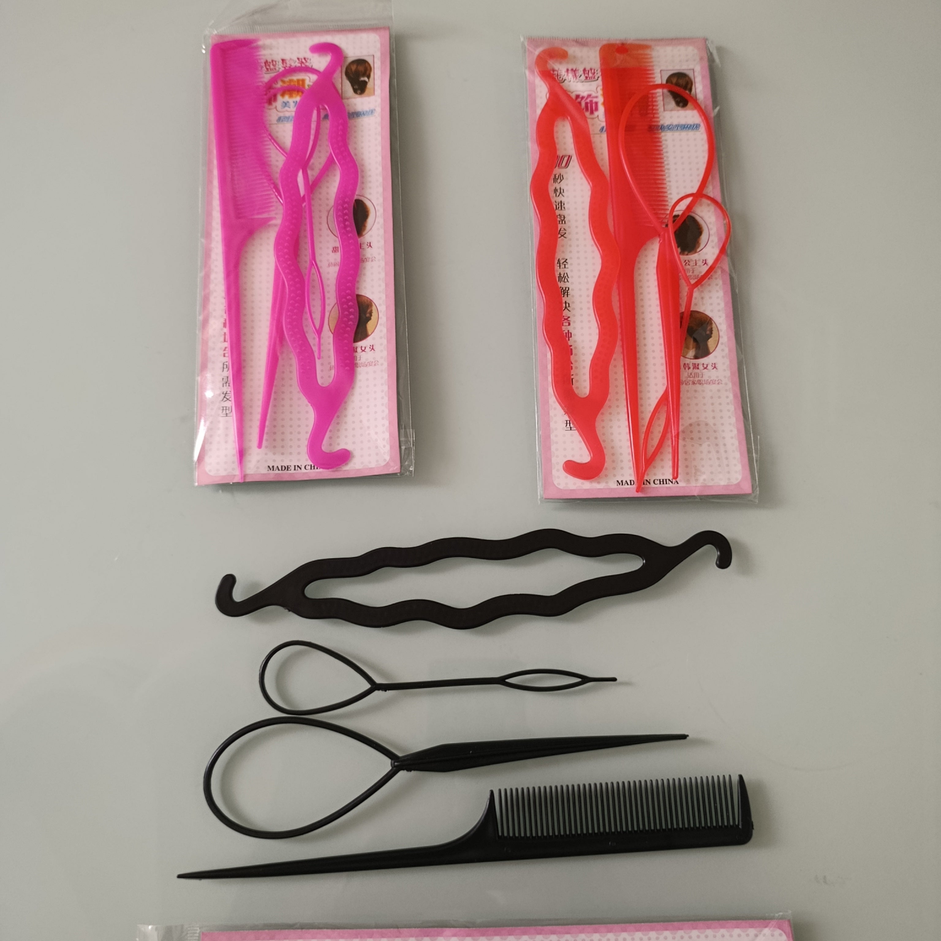 SET PEINA FACIL CON 4 PIEZAS ,EMBOLSADO INDIVIDUAL SURTIDO EN COLORES POR MAYOREO
