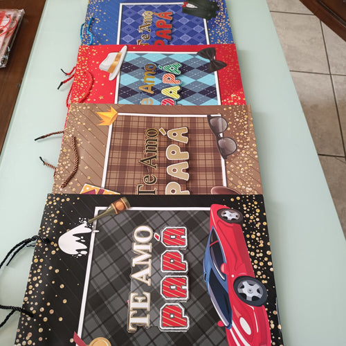 BOLSA JUMBO 3D 40X31 CM MOTIVOS DIA DEL PADRE SURTIDO EN DISEÑOS Y COLORES POR MAYOREO