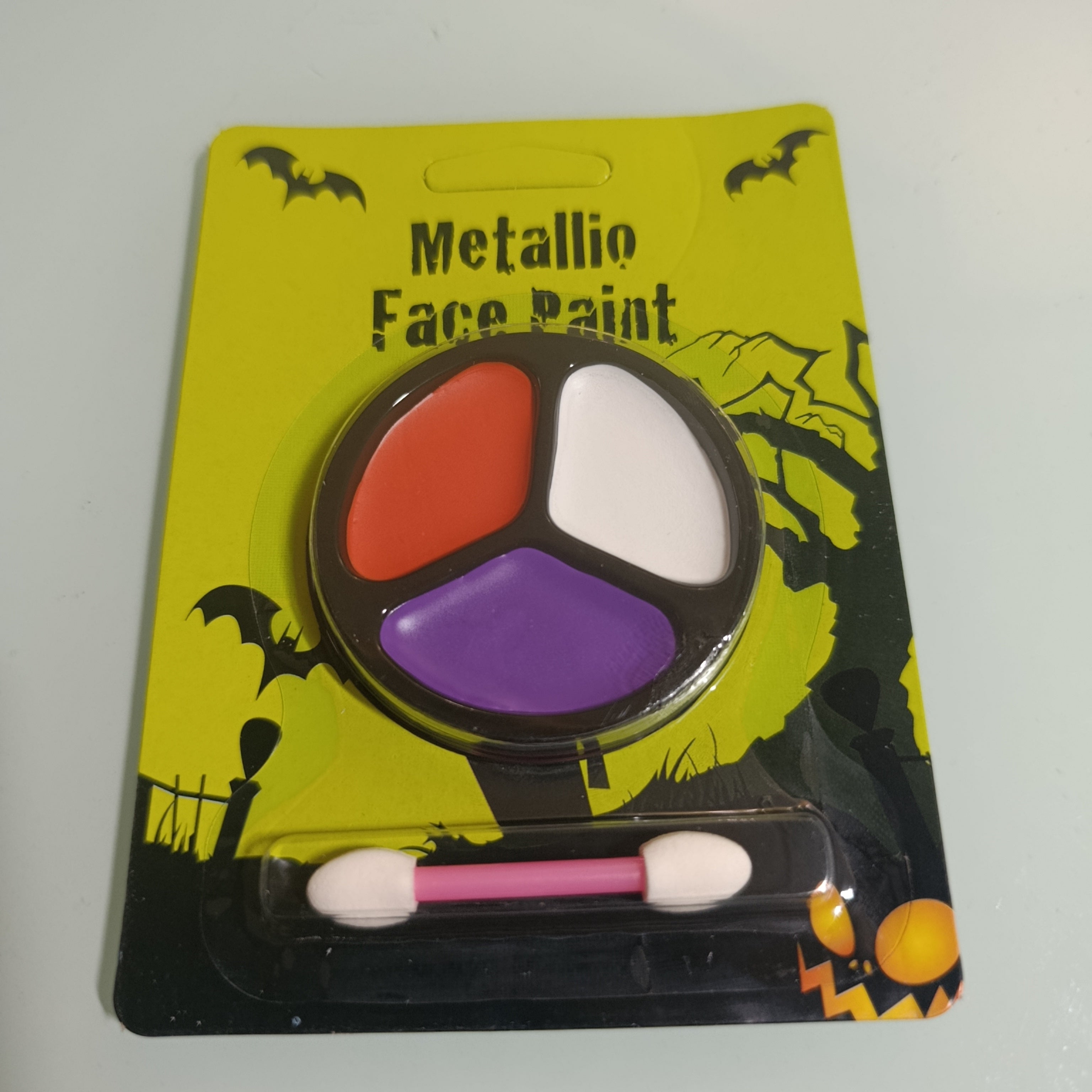 PINTURA FACIAL CON APLICADOR EN BLISTER DE 10X13 CM CON 3 COLORES POR MAYOREO