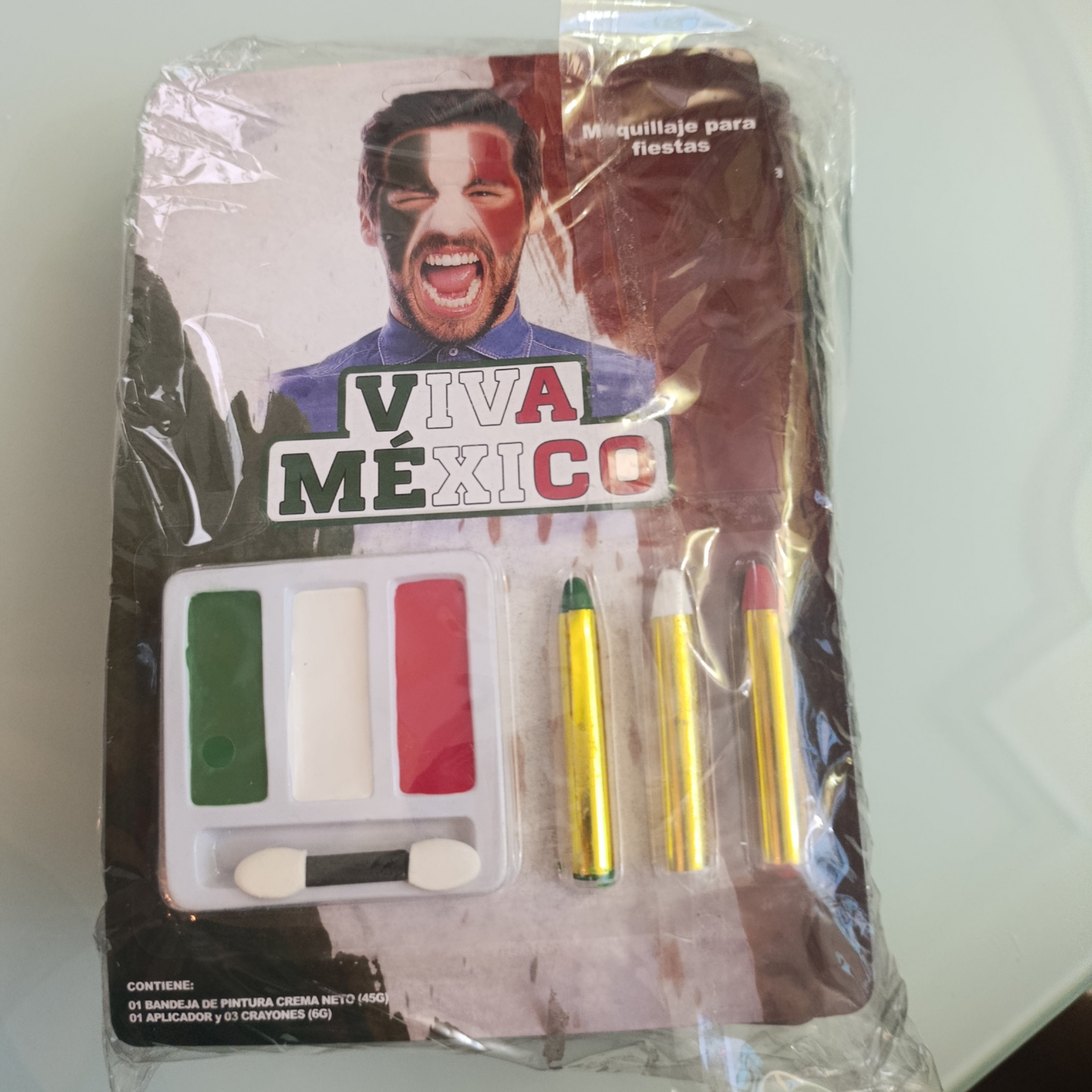V2125-12 PZA KIT PINTA CARA MOTIVOS TRICOLOR POR MAYOREO
