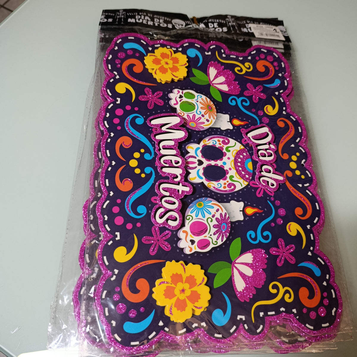 Cartón decorativo de Día de Muertos, medidas variables y aprox. 35 cm de alto | Paquete de 12 por mayoreo