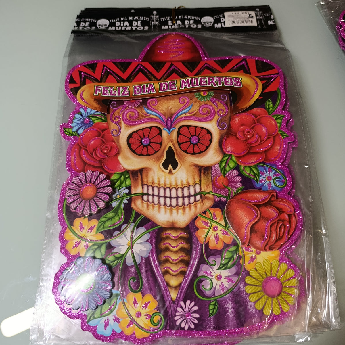 Cartón decorativo de Día de Muertos, medidas variables y aprox. 35 cm de alto | Paquete de 12 por mayoreo