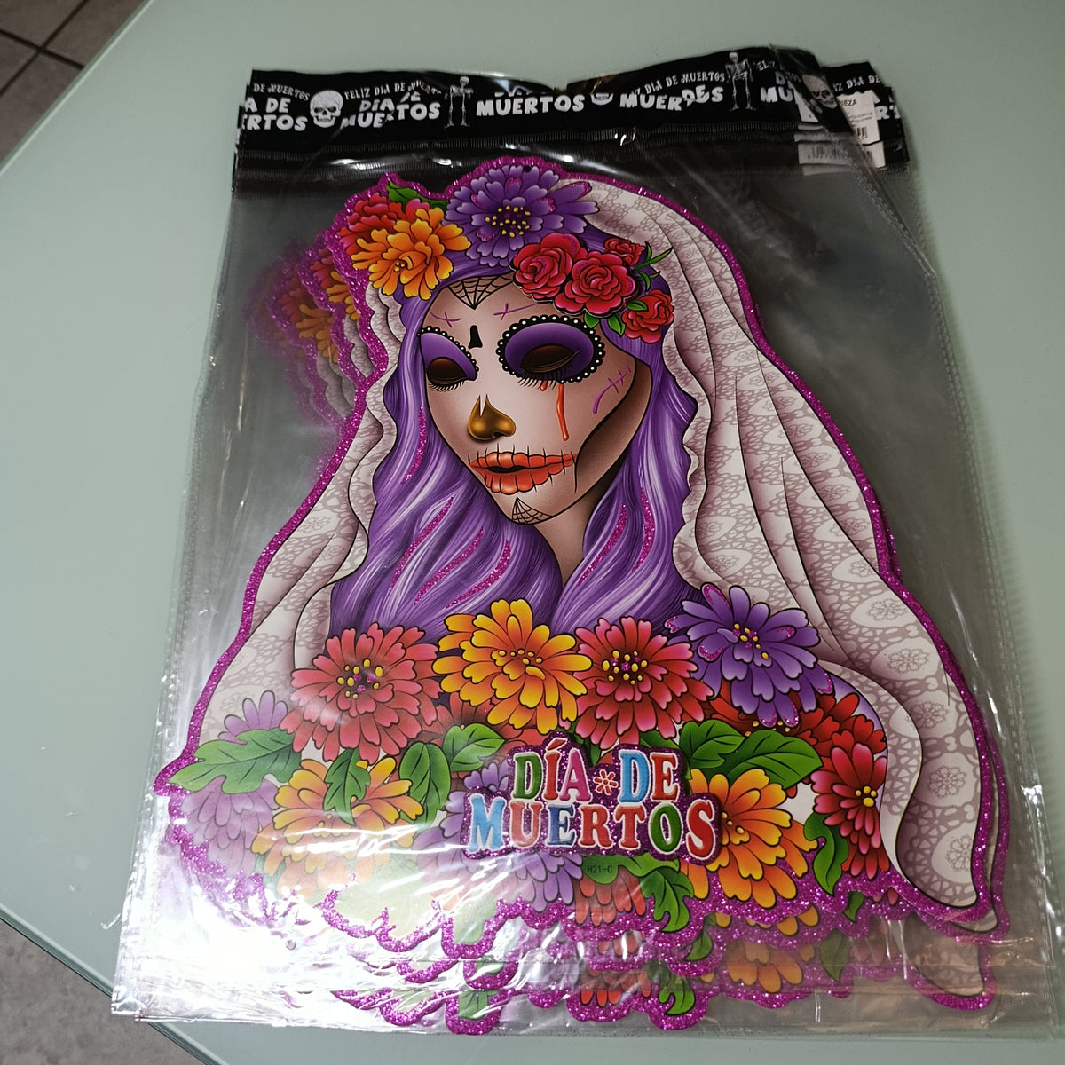Cartón decorativo de Día de Muertos, medidas variables y aprox. 35 cm de alto | Paquete de 12 por mayoreo