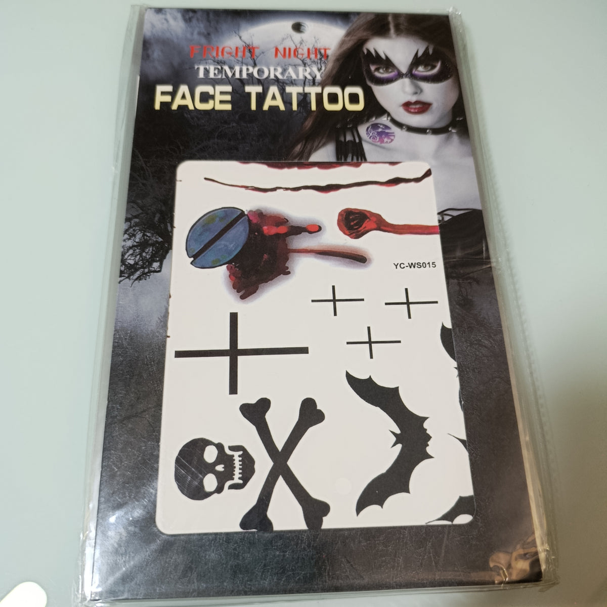 Tatuajes temporales Halloween, 26 × 15 cm, mismo modelo | Paquete de 12 por mayoreo