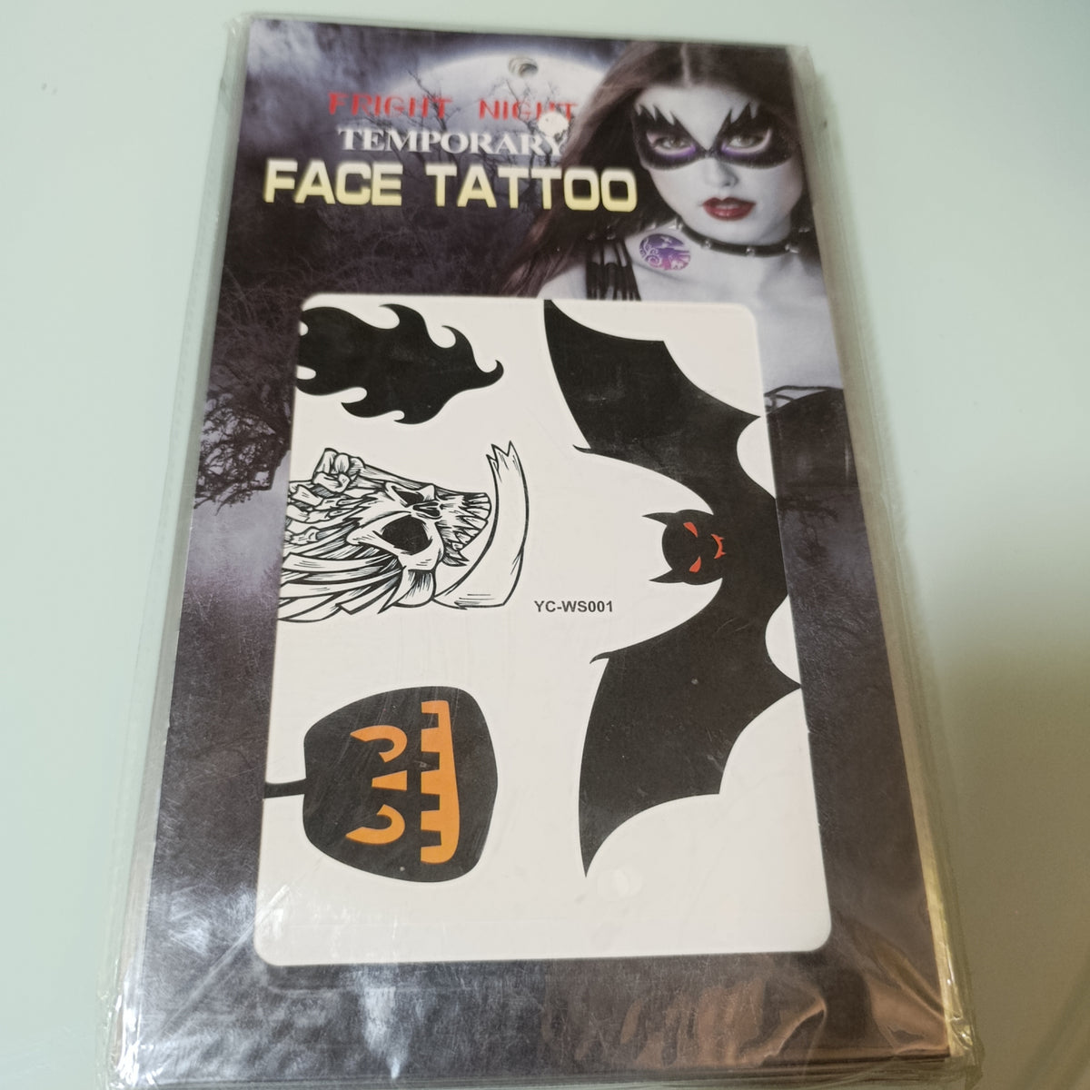 Tatuajes temporales Halloween, 26 × 15 cm, mismo modelo | Paquete de 12 por mayoreo
