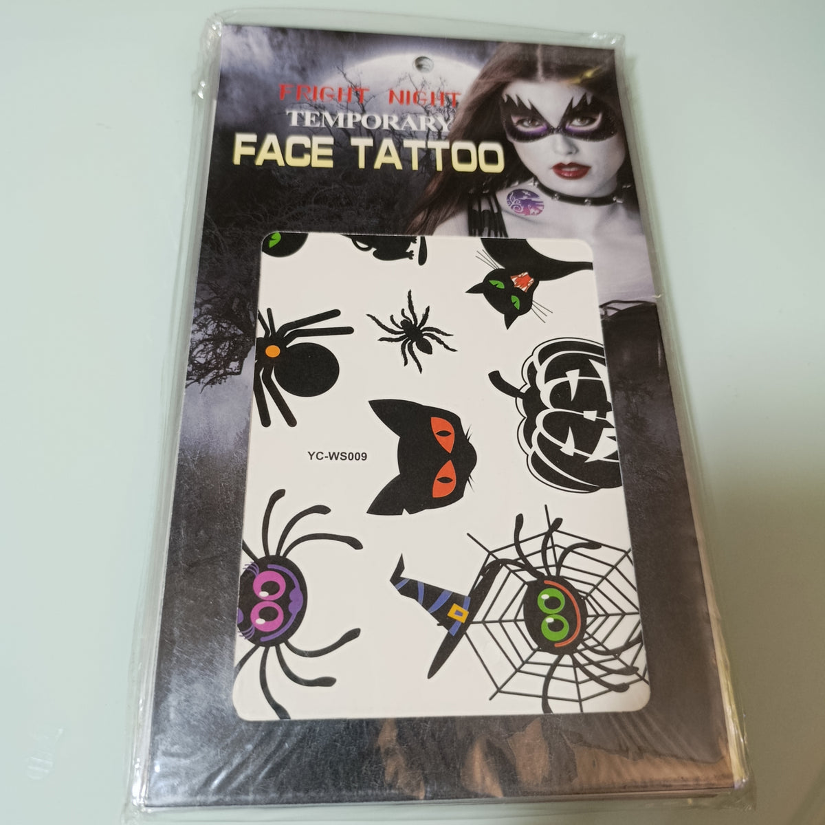 Tatuajes temporales Halloween, 26 × 15 cm, mismo modelo | Paquete de 12 por mayoreo