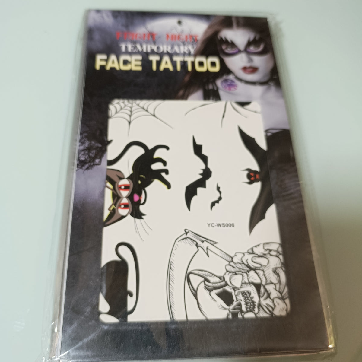 Tatuajes temporales Halloween, 26 × 15 cm, mismo modelo | Paquete de 12 por mayoreo