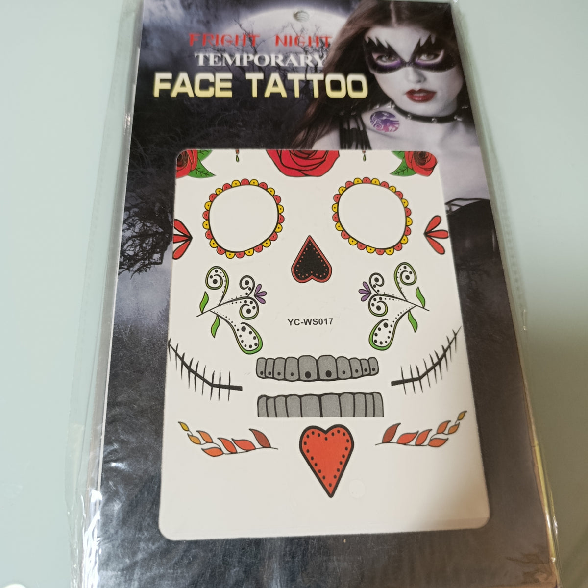 Tatuajes temporales Halloween, 26 × 15 cm, mismo modelo | Paquete de 12 por mayoreo