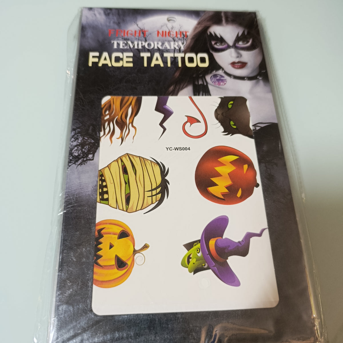 Tatuajes temporales Halloween, 26 × 15 cm, mismo modelo | Paquete de 12 por mayoreo