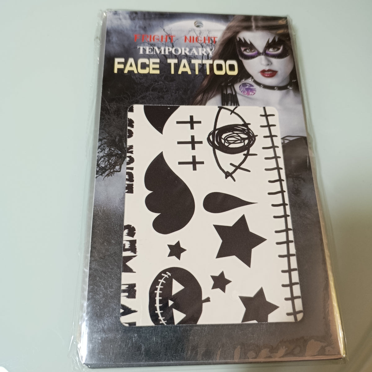 Tatuajes temporales Halloween, 26 × 15 cm, mismo modelo | Paquete de 12 por mayoreo