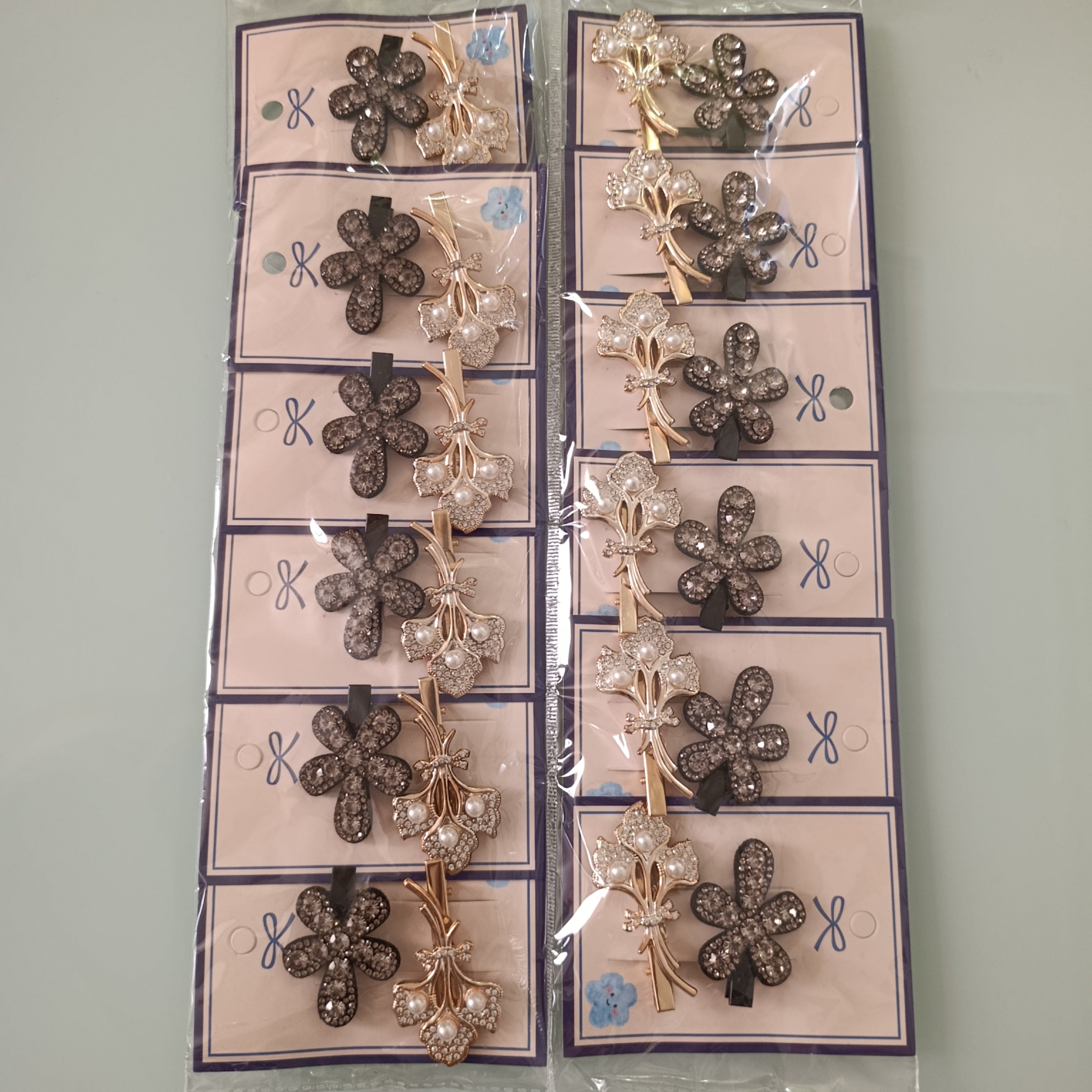 PICO BROCHE DECORADO POR PAR DISEÑOS CON PIEDRERIA DE FANTASIA SURTIDOS POR MAYOREO
